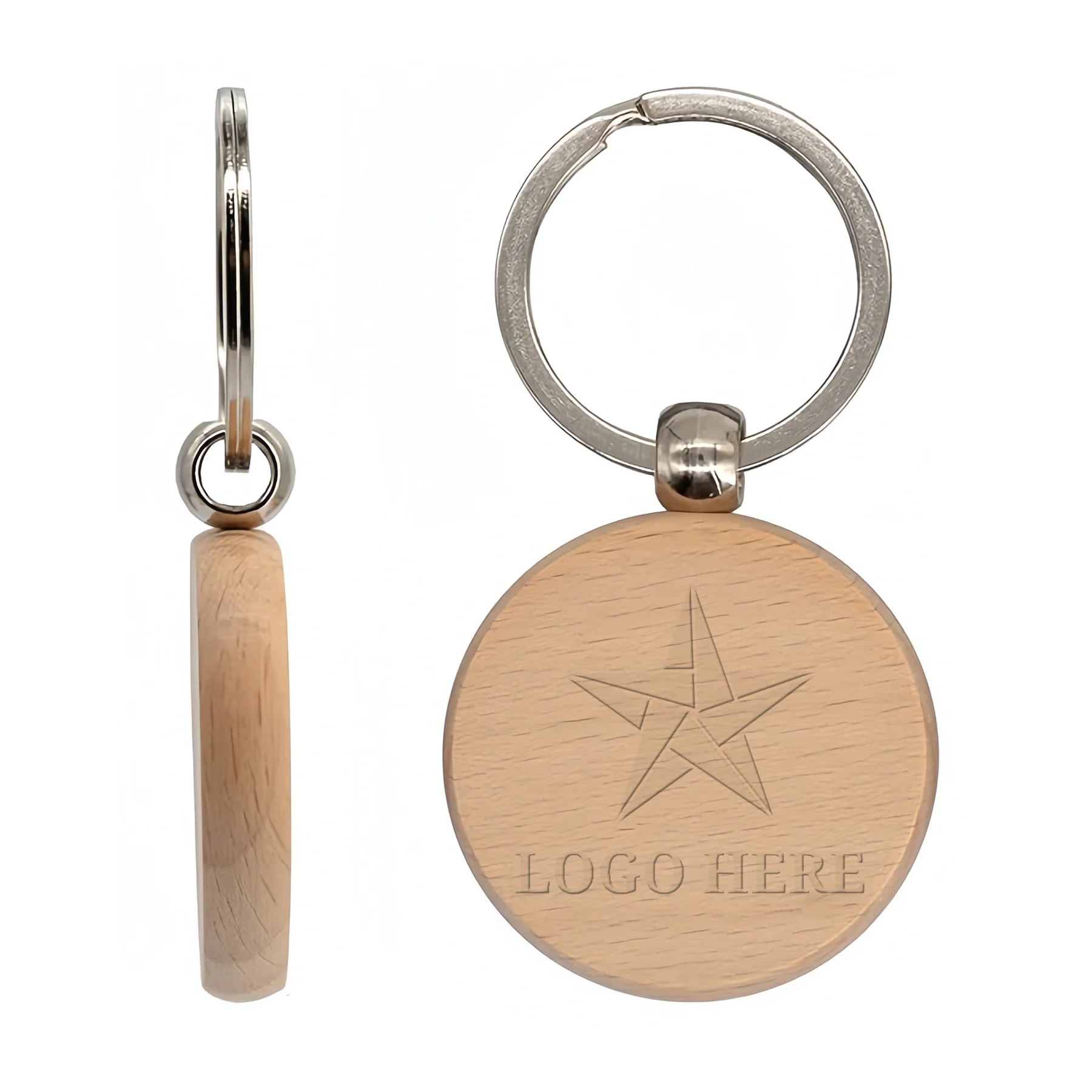 Custom Circular Wooden Keychain