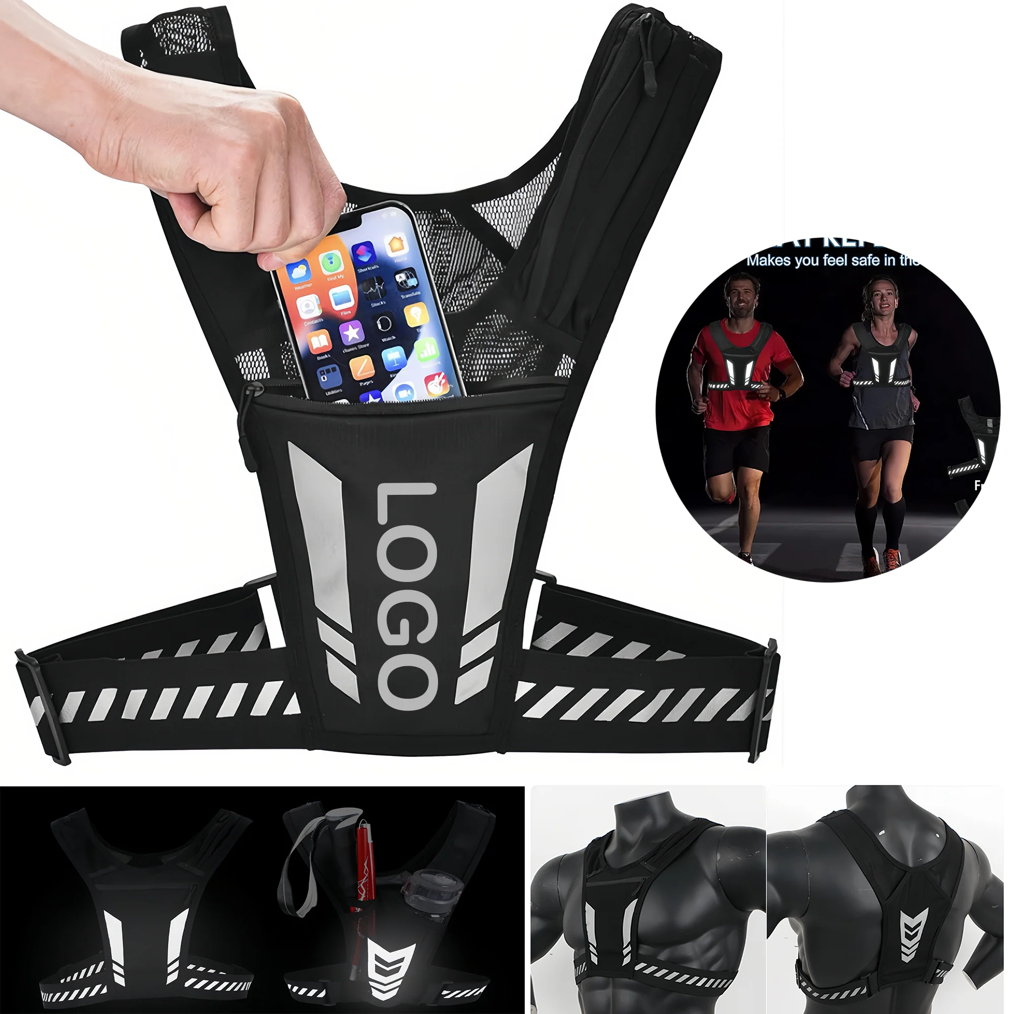 Unisex Reflective Sport Vest with Pocket