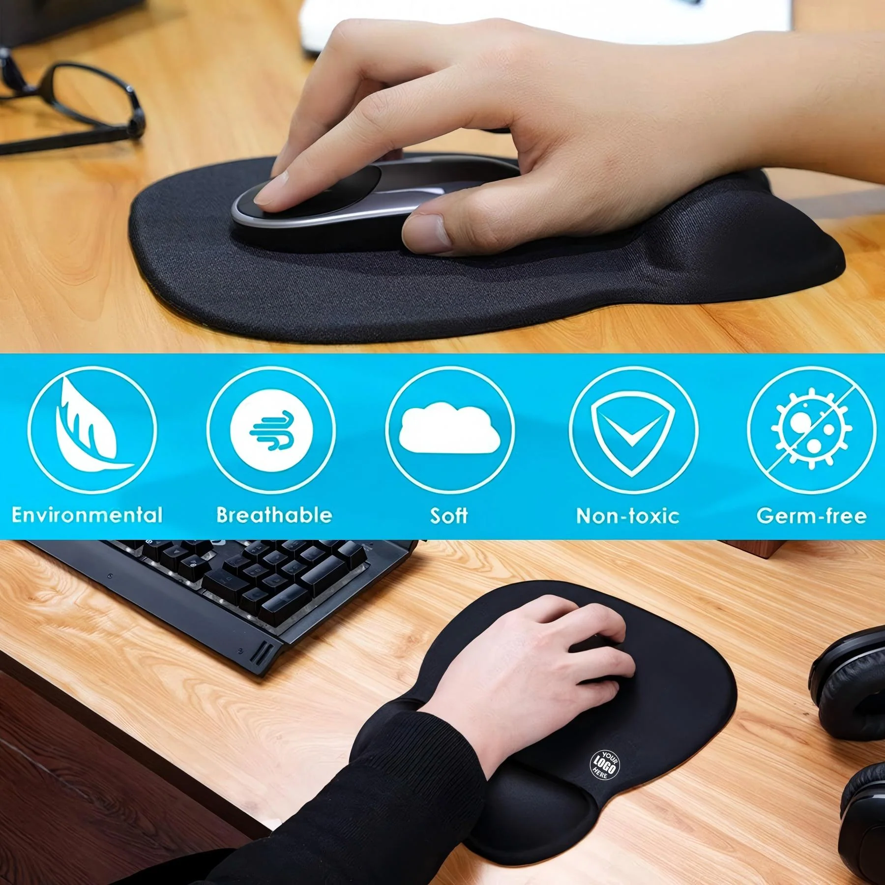 Ergonomic Mouse Pad With Gel Wrist Rest