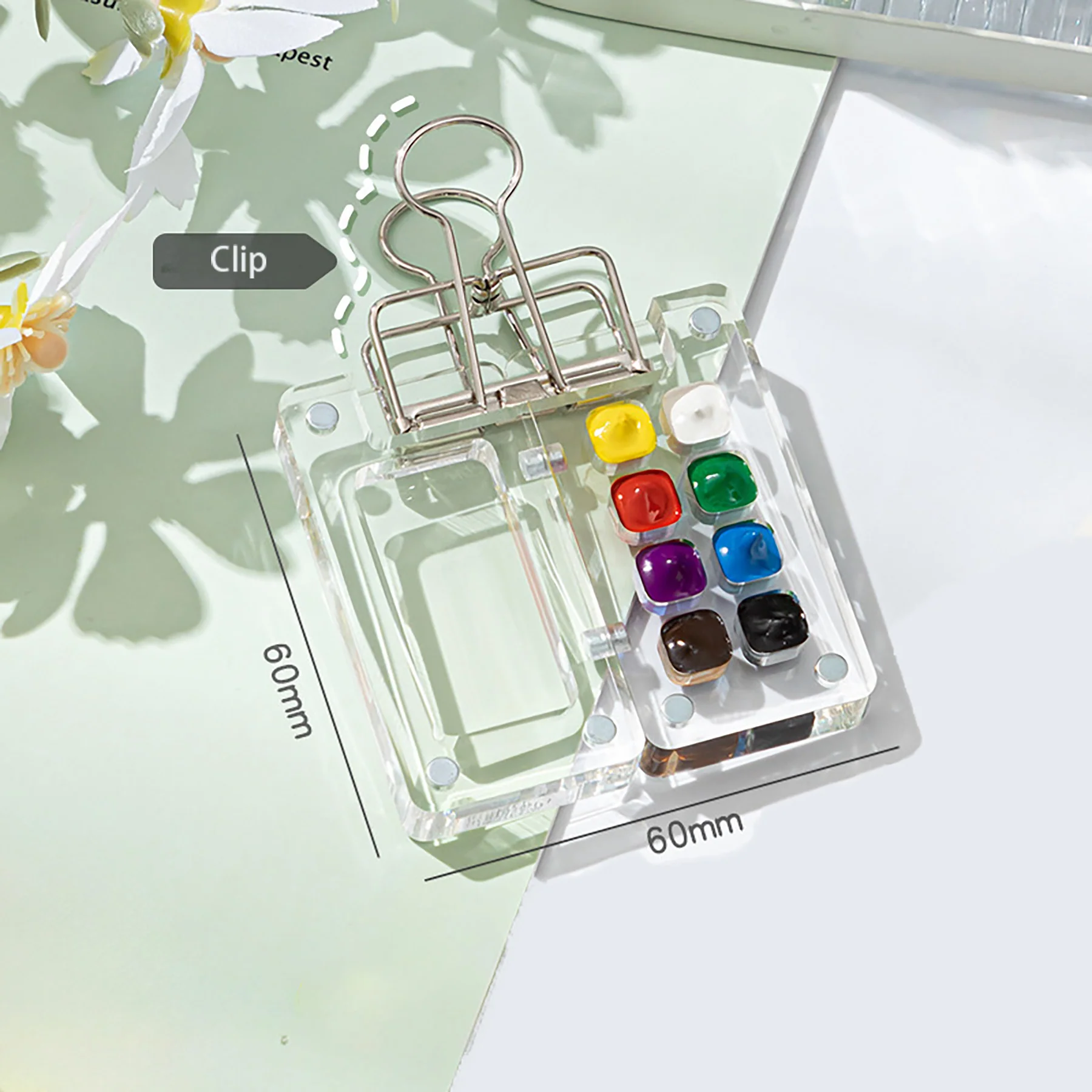 8 Grid Portable Travel Acrylic Watercolor Palette With Clip
