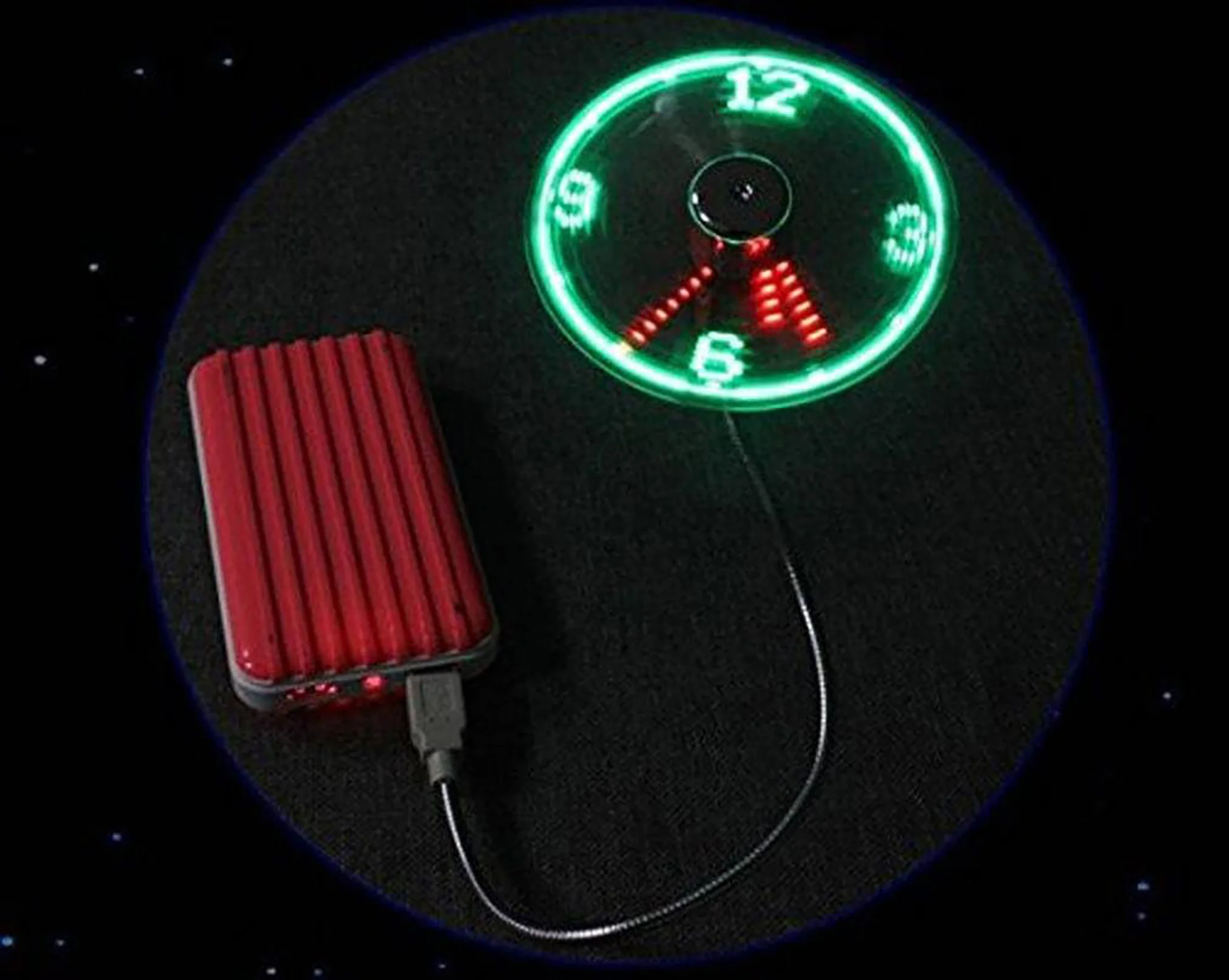 Led Cooling Flashing Real Time Display Function Clock Fan