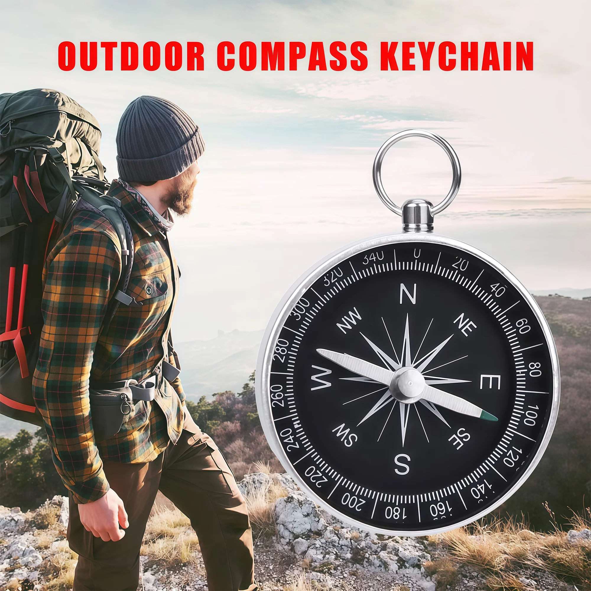 Pocket Compass with Key Ring