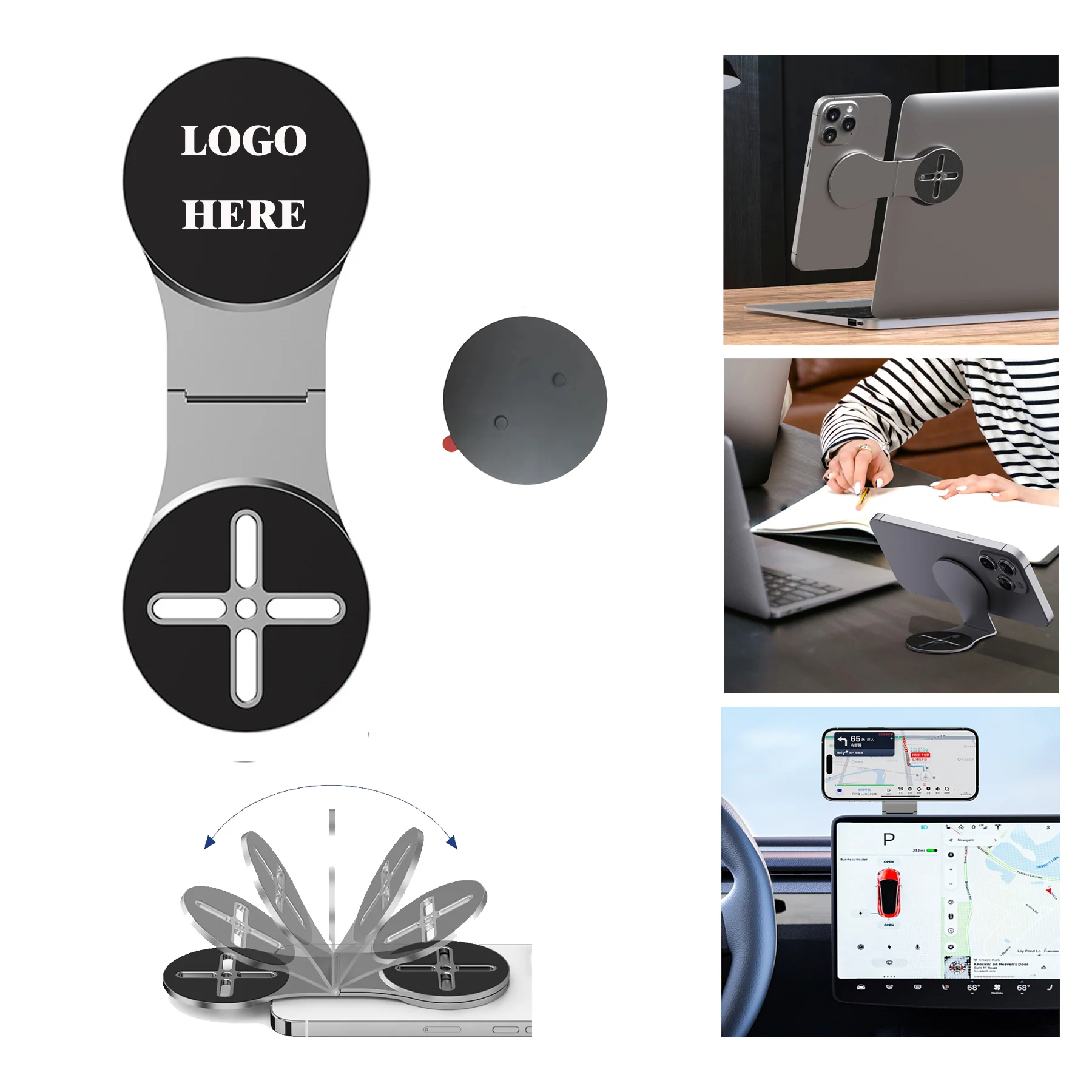 Magnetic Foldable Laptop Phone Holder