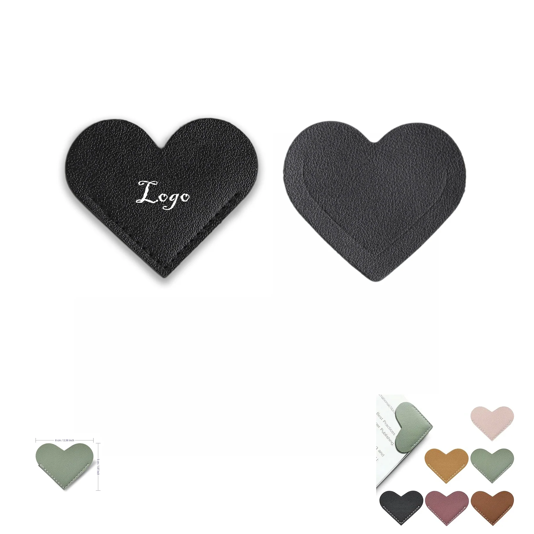 Mini Heart Shaped PU Bookmark