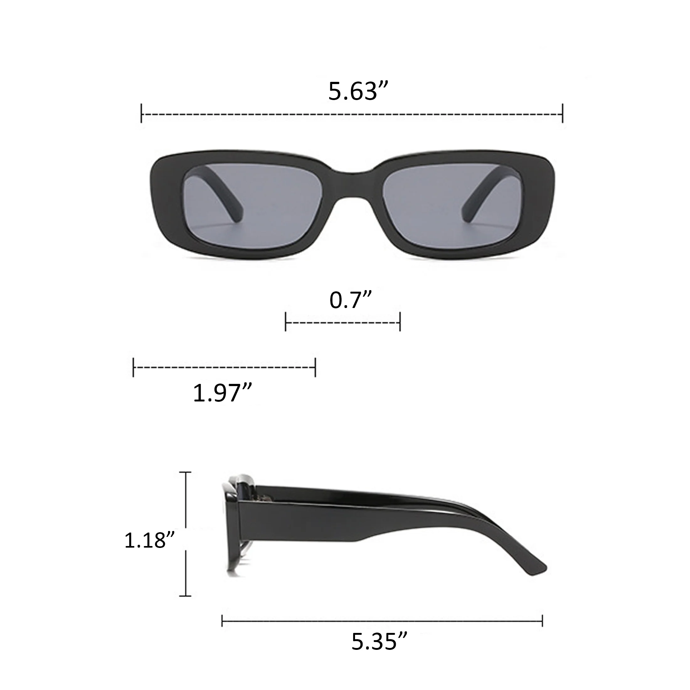 Retro Rectangle Narrow Square Frame Sunglasses