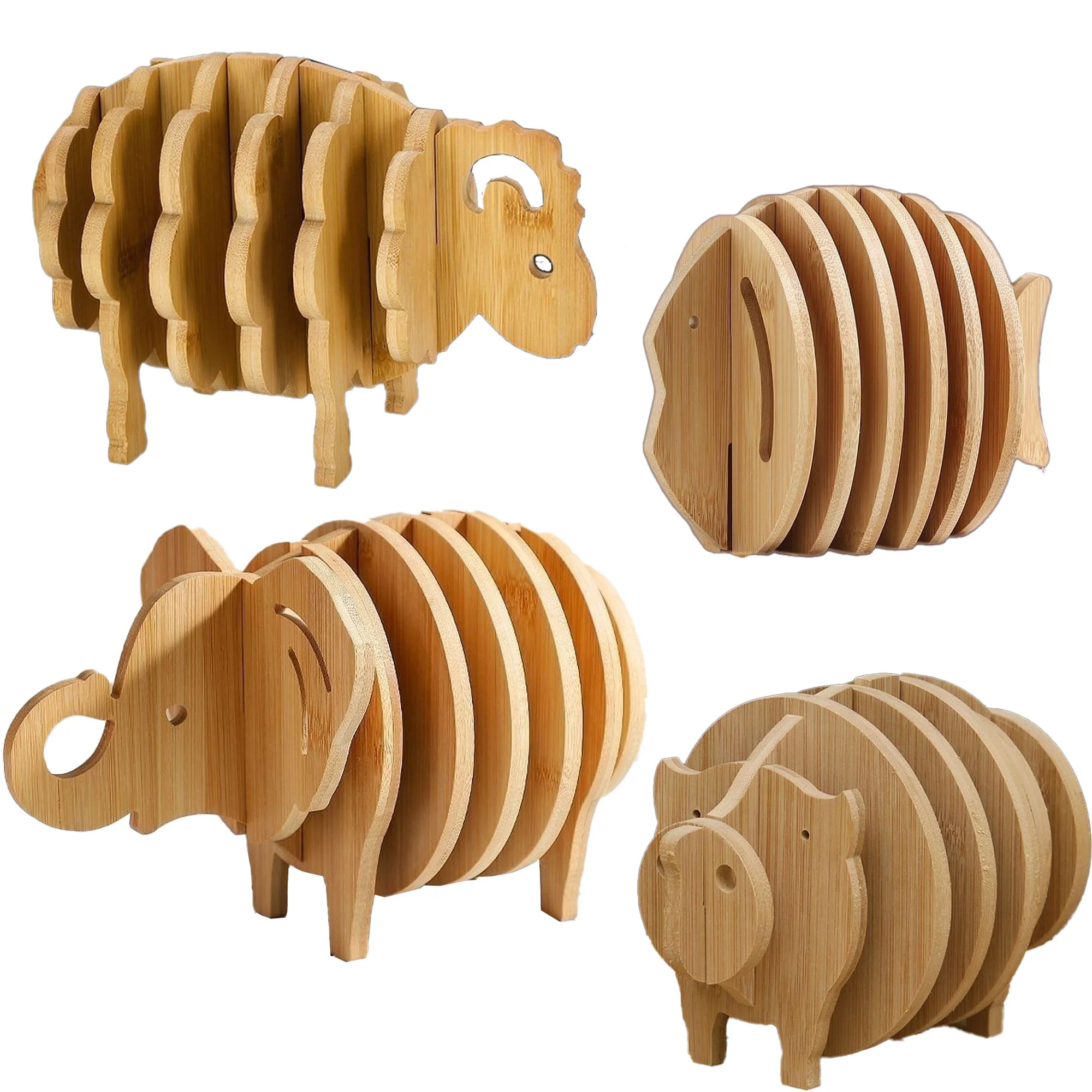 Wooden Animal Coasters Set