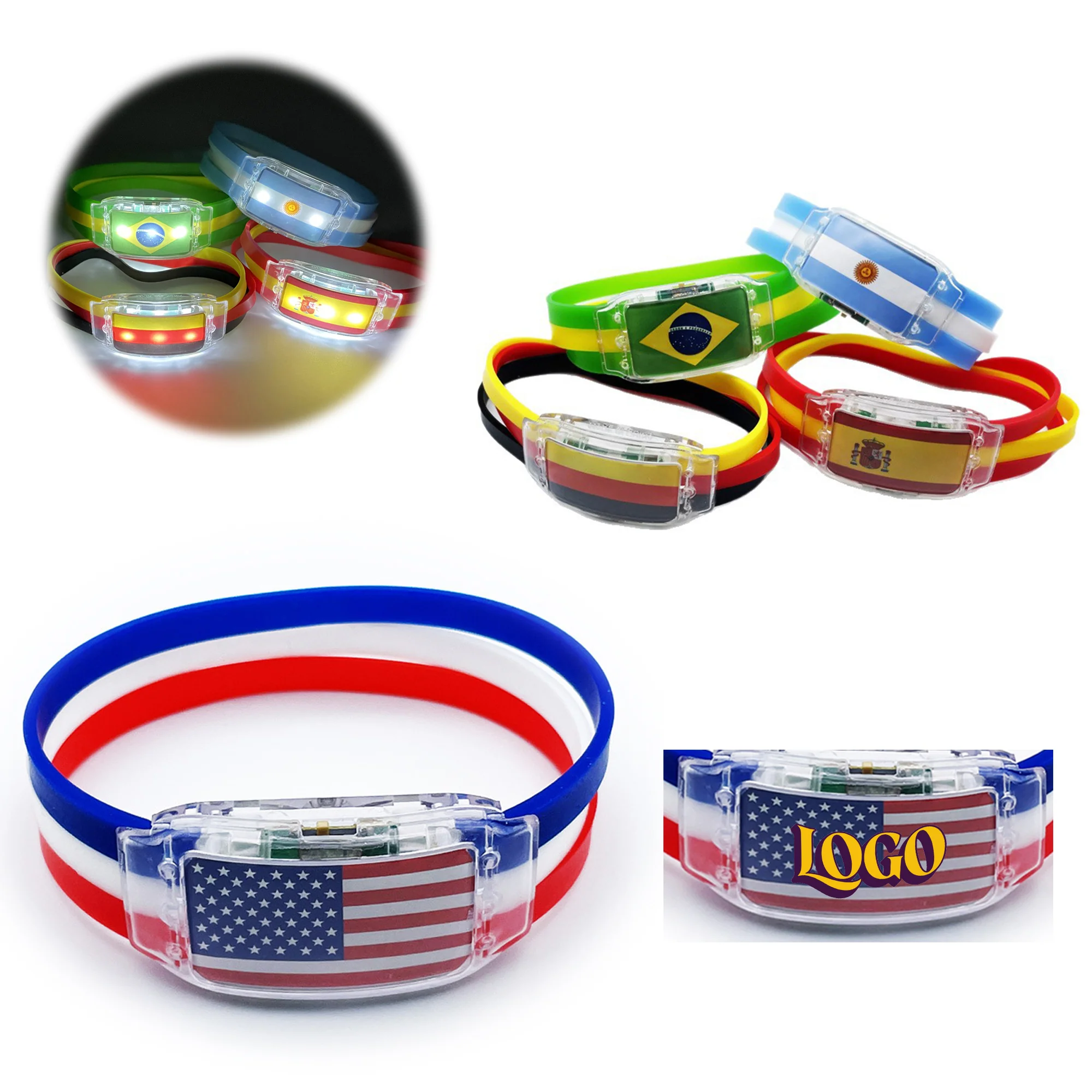 Silicone LED Flag Bracelet
