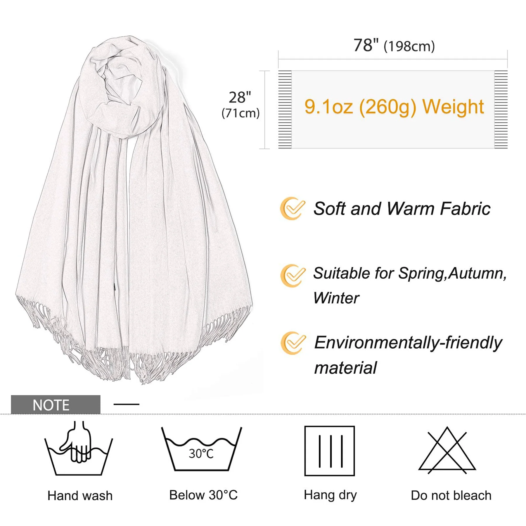 Luxury Cashmere Feel Shawl Wrap