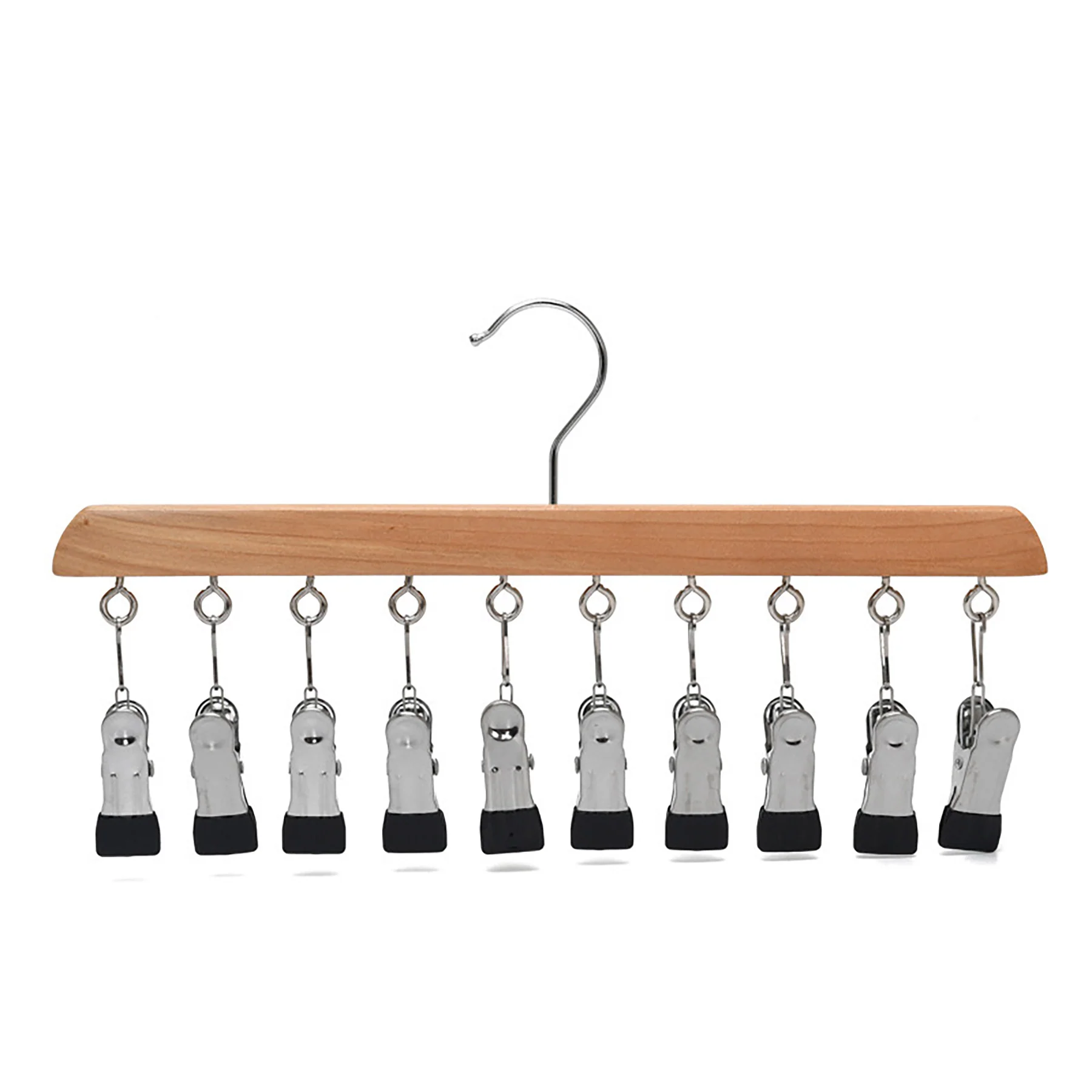 Wooden Cap Organizer Hanger With 12 Stainless Steel Clips