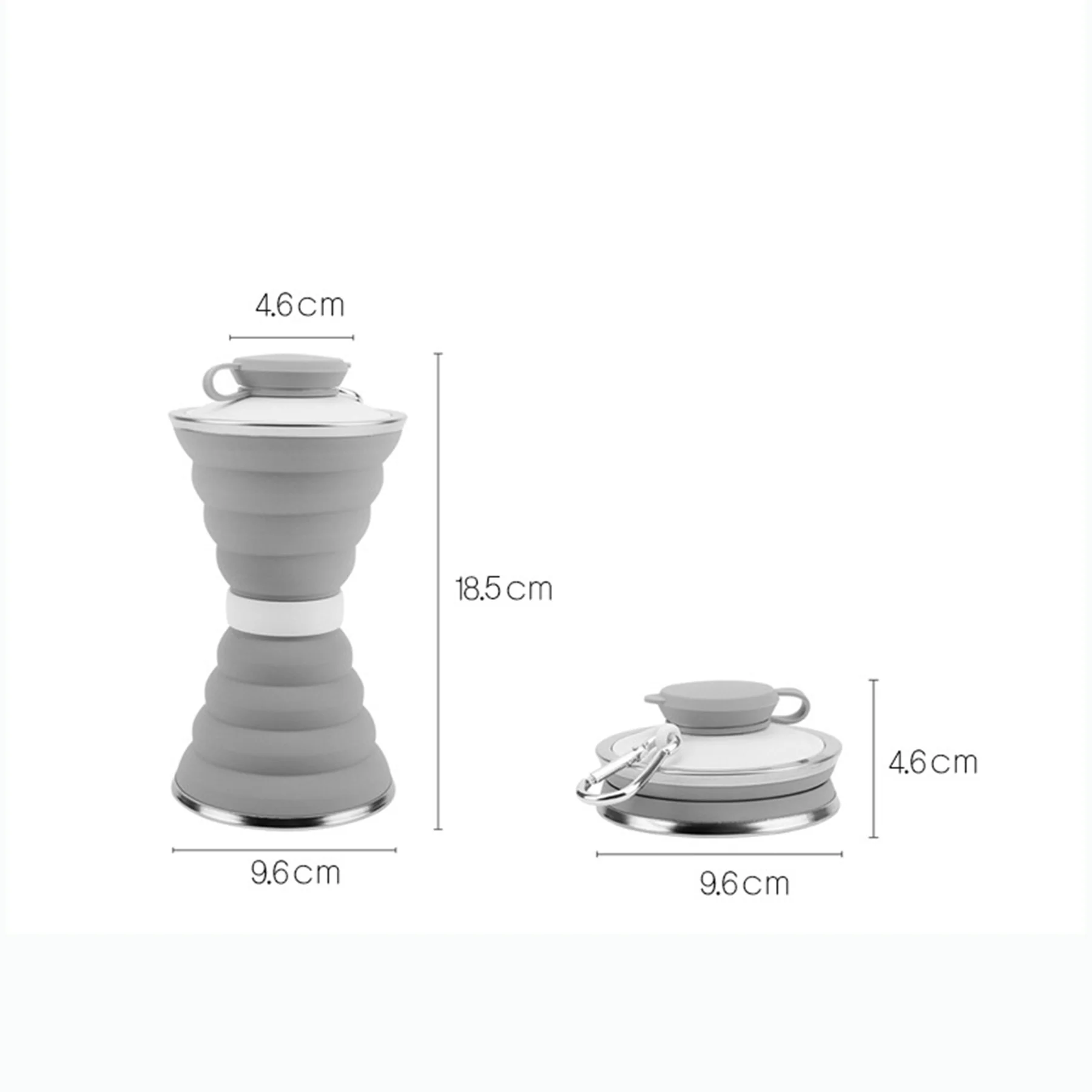 17 Oz Silicone Collapsible Water Bottle Cup With Carabiner