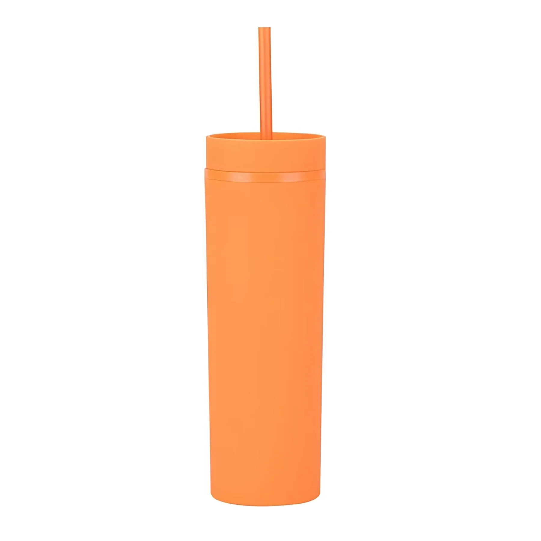 16Oz Skinny Double Wall Acrylic Tumblers With Straws