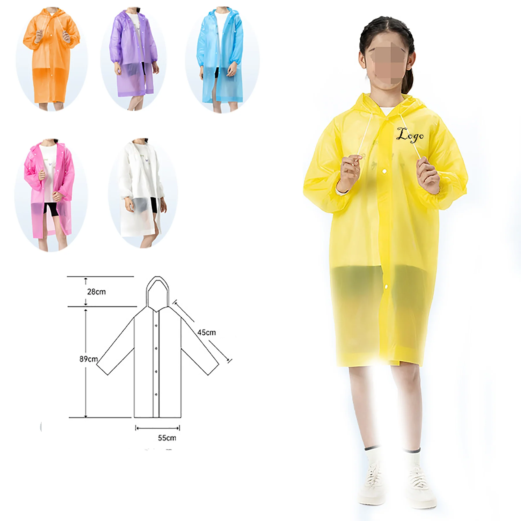 Eva Waterproof Raincoats For Kids Reusable