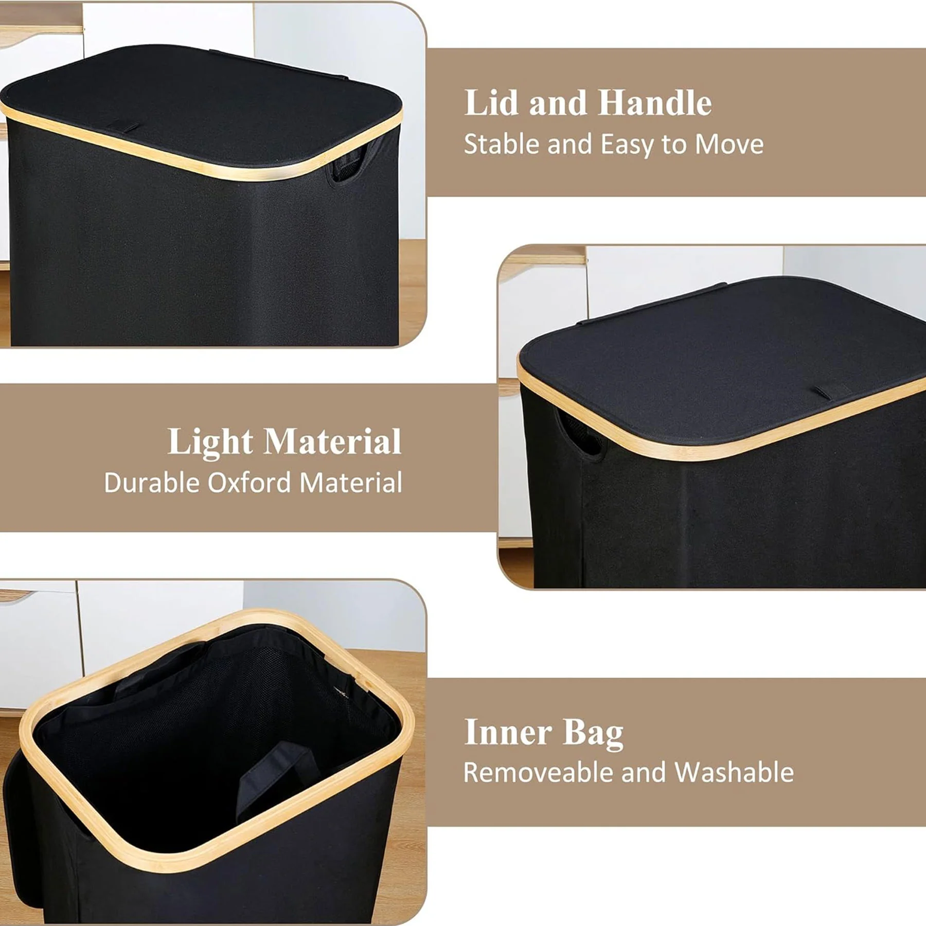 110L Large Laundry Hamper with Handle and Lid