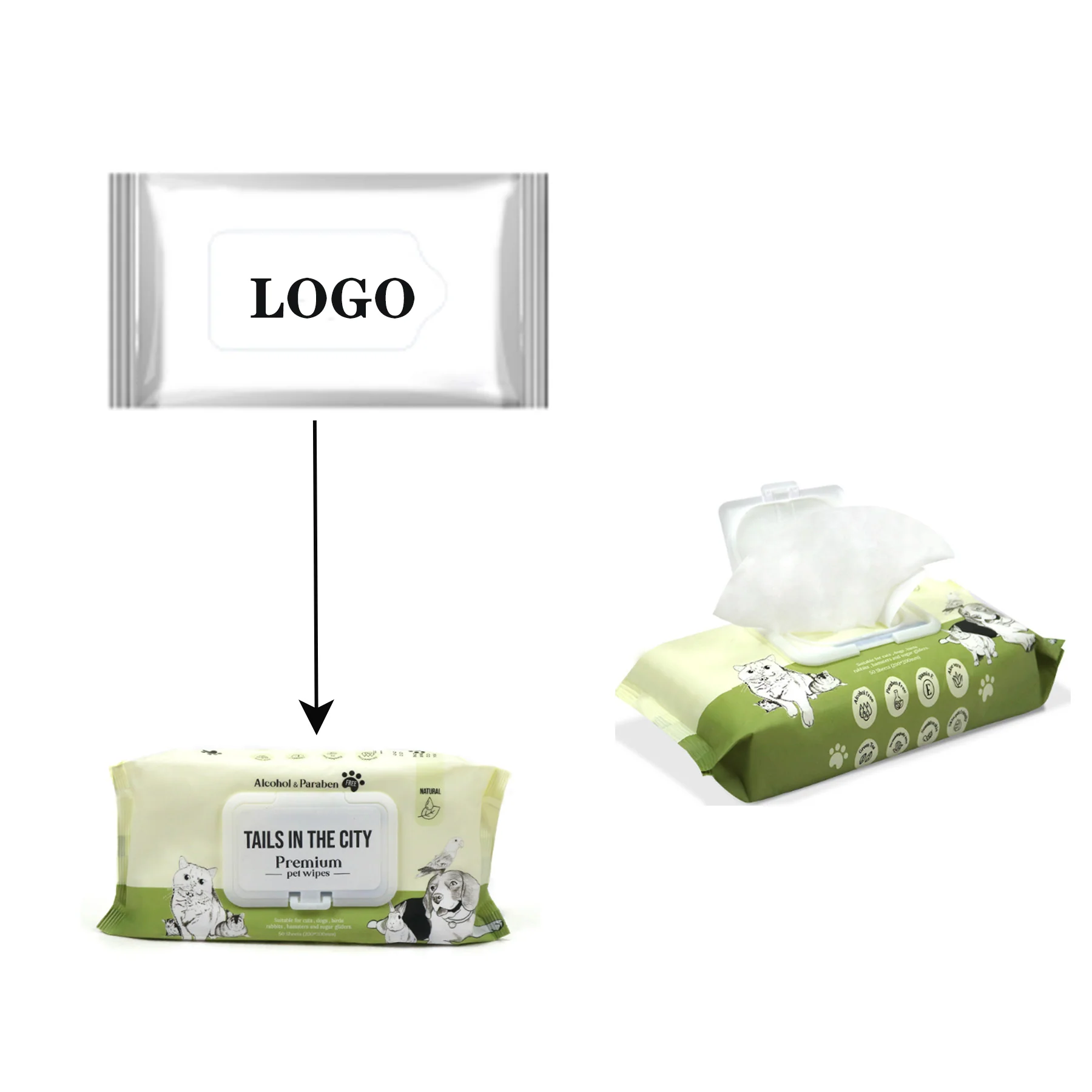 Custom Pet Wipes Alcohol-Free