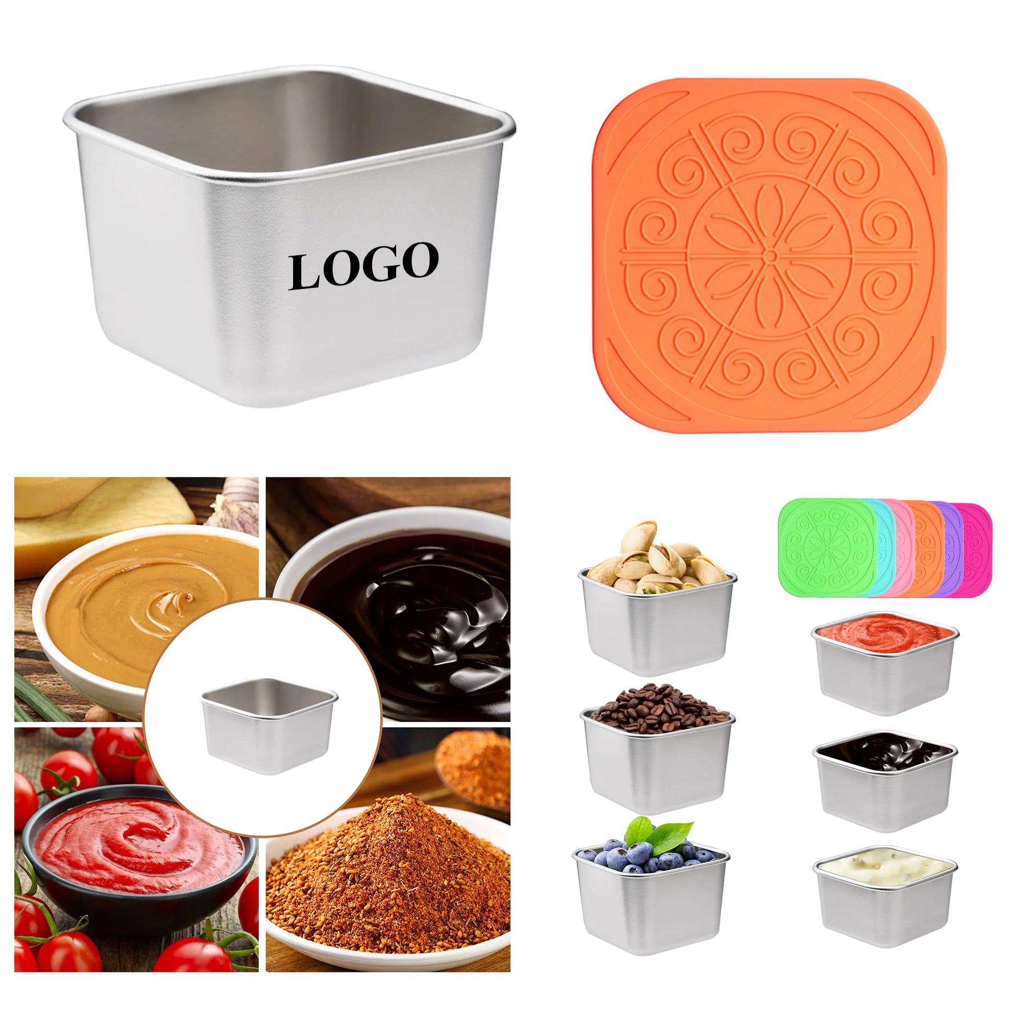 304 Stainless Steel 6 oz Sauce Cup With Silicone Lid