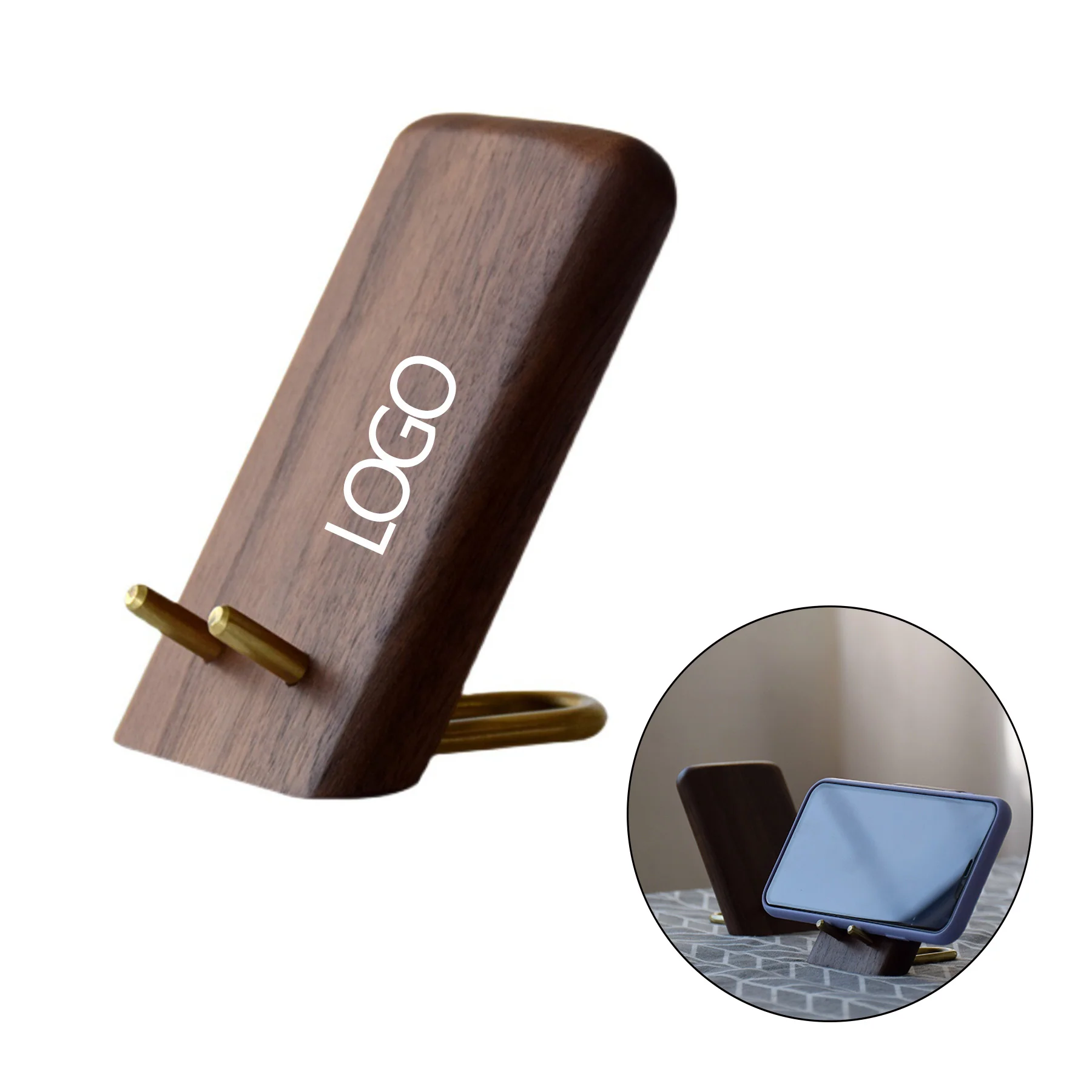 Black Walnut Wooden Phone Stand