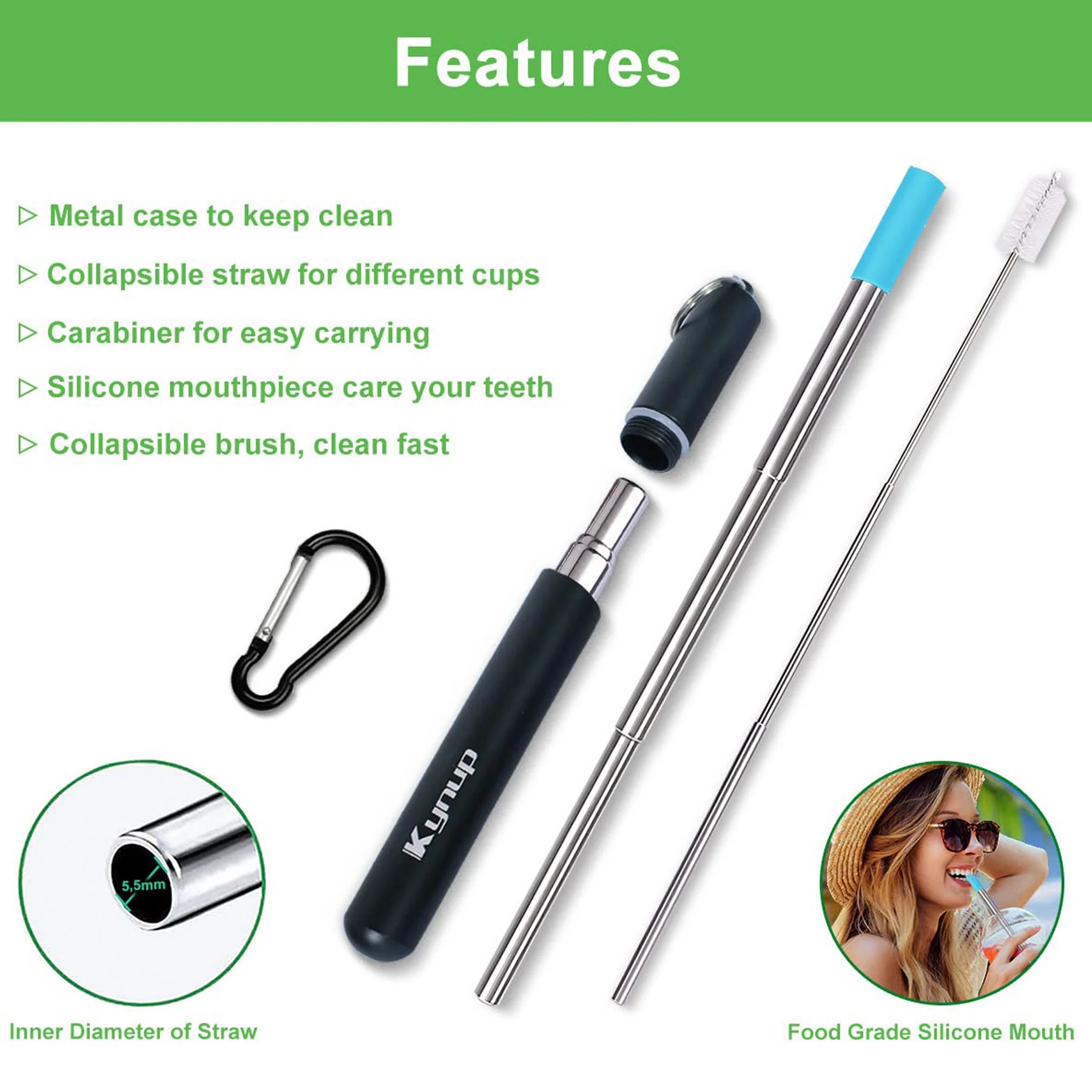 Travel Drinking Straws with Metal Case
