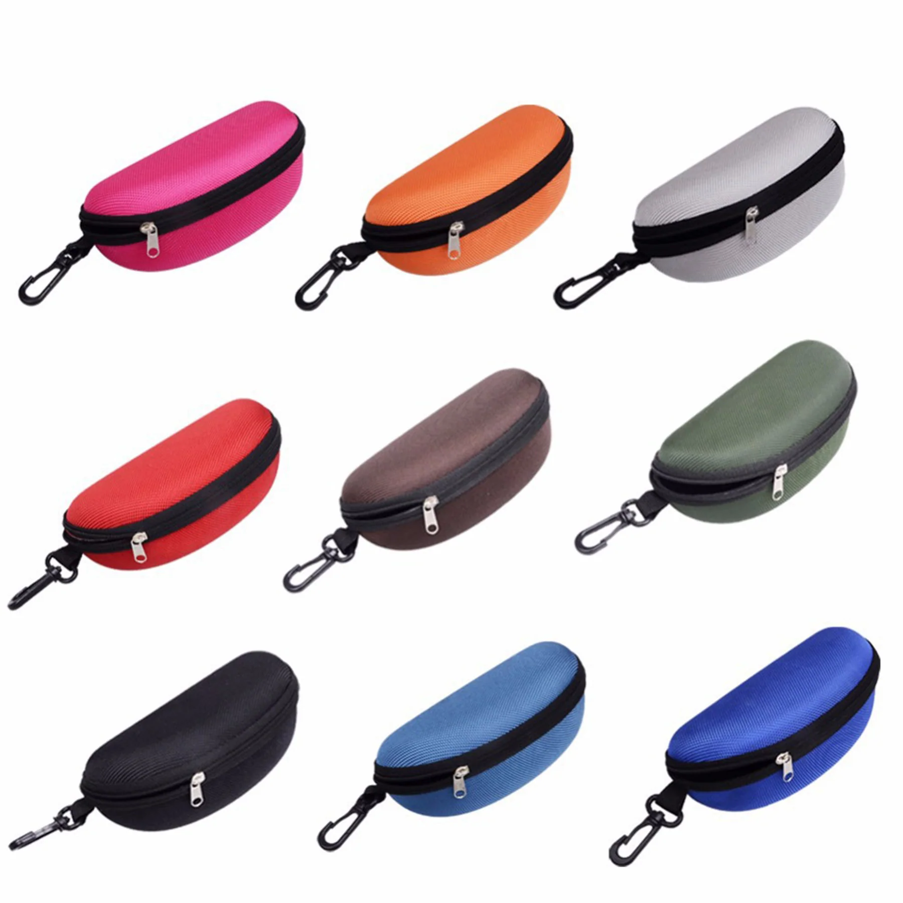Portable Oxford Cloth Sunglasses EVA Hard Case Zipper Clip