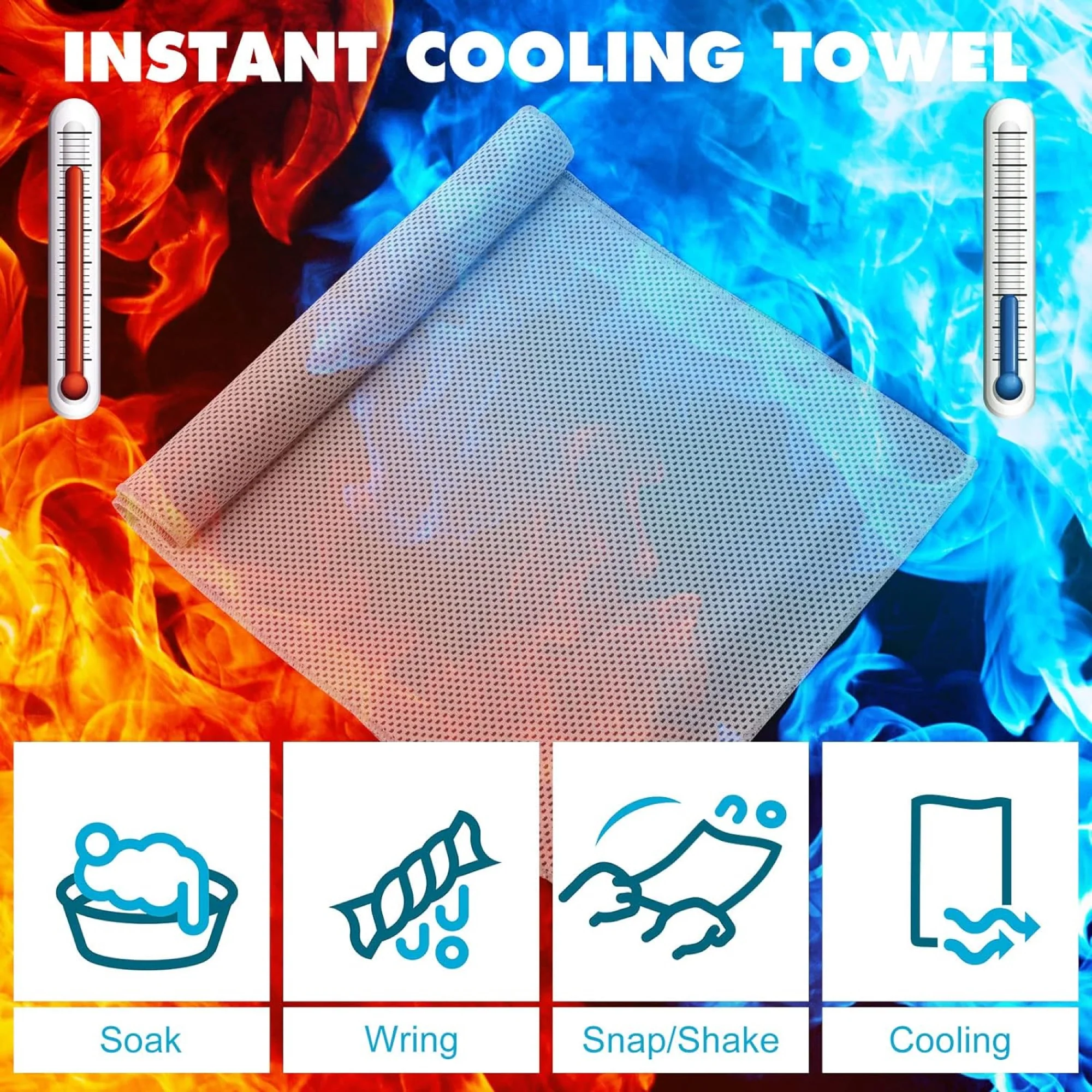 Microfiber Ice Towel With Carrying Pouch And Carabiner Clip