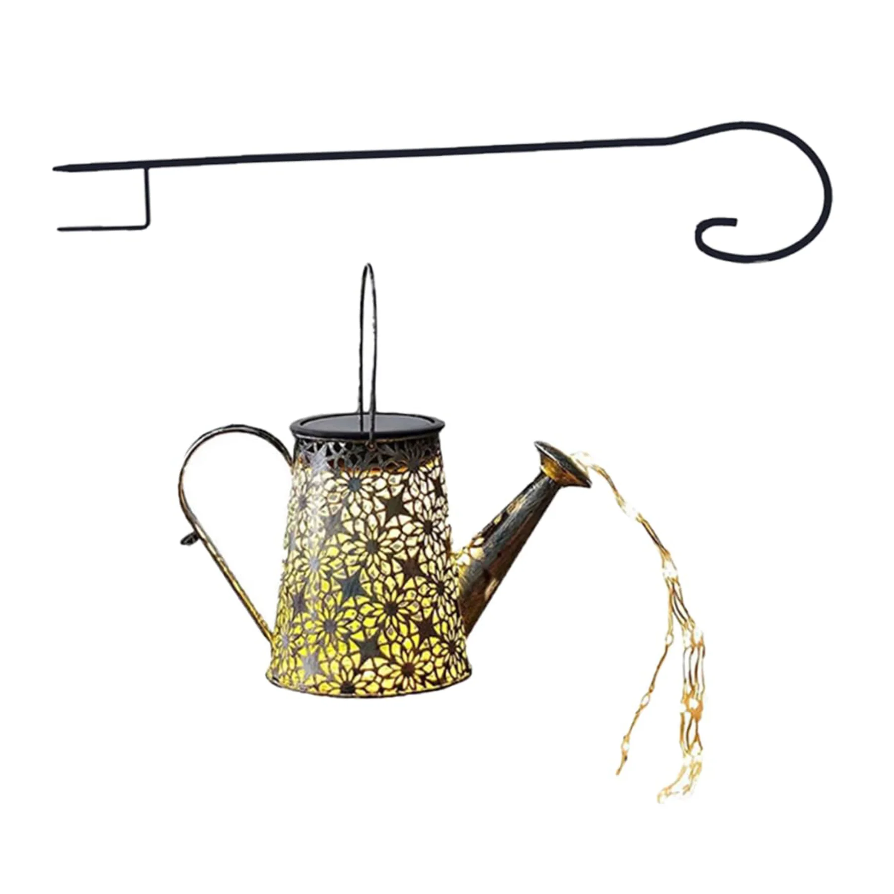 Garden Solar Led Decorative Kettle Lantern With Hooks