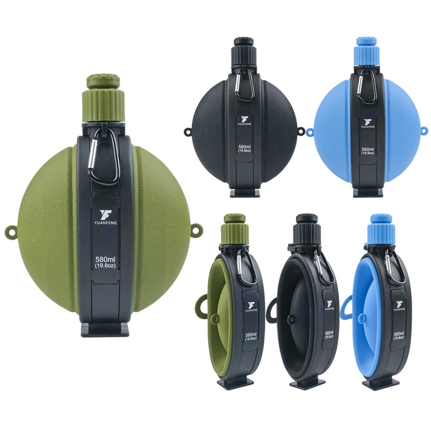 19.8OZ Outdoor Foldable Silicone Water Bottle With Compass