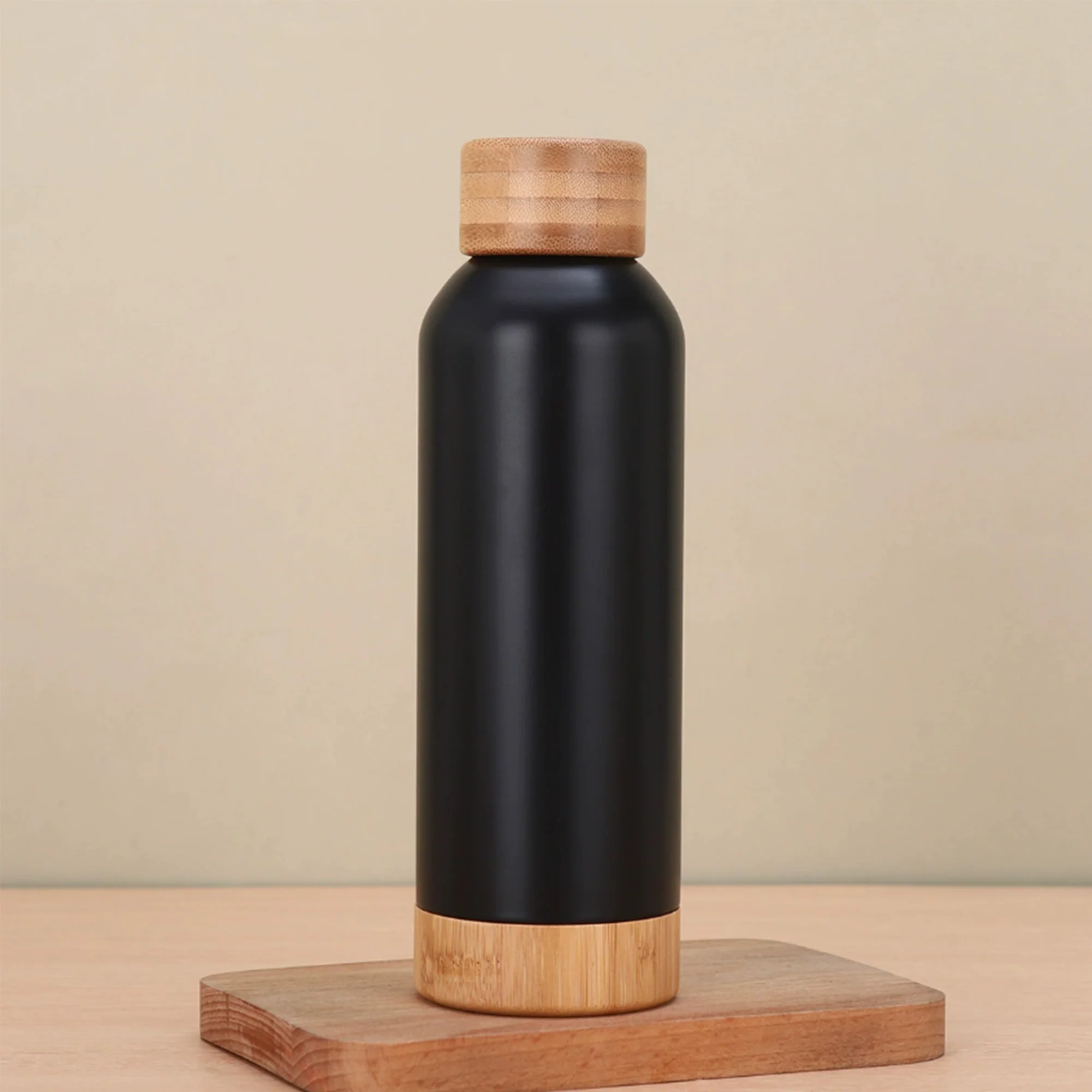 17Oz Bamboo Vacuum Insulated Bottle With Carry Handle