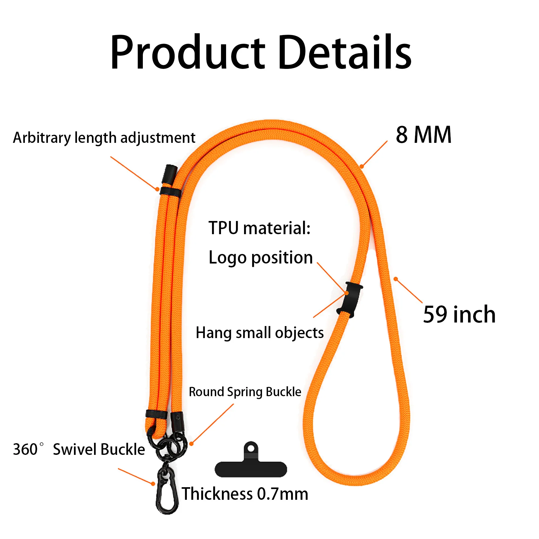 Retractable Polyester Braided Phone Lanyard