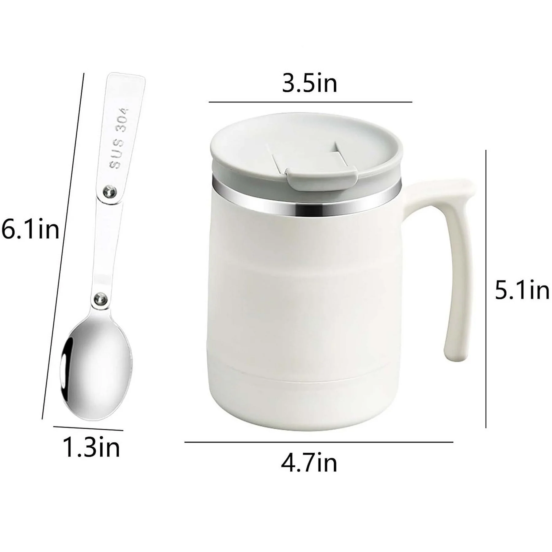 17Oz Portable Stainless Steel Thermos Mug With Spoon