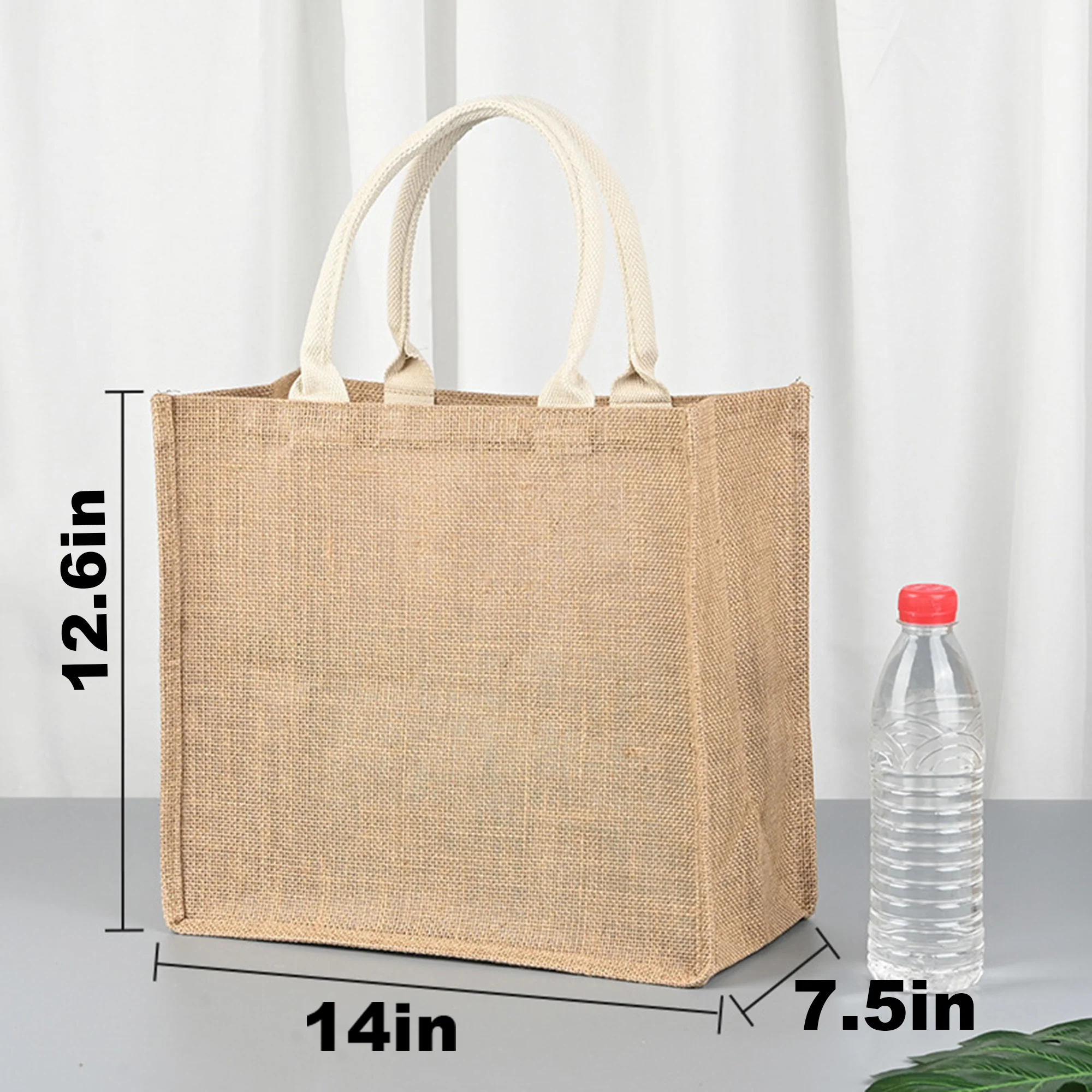 Reusable Jute Tote Bag With Cotton Handles