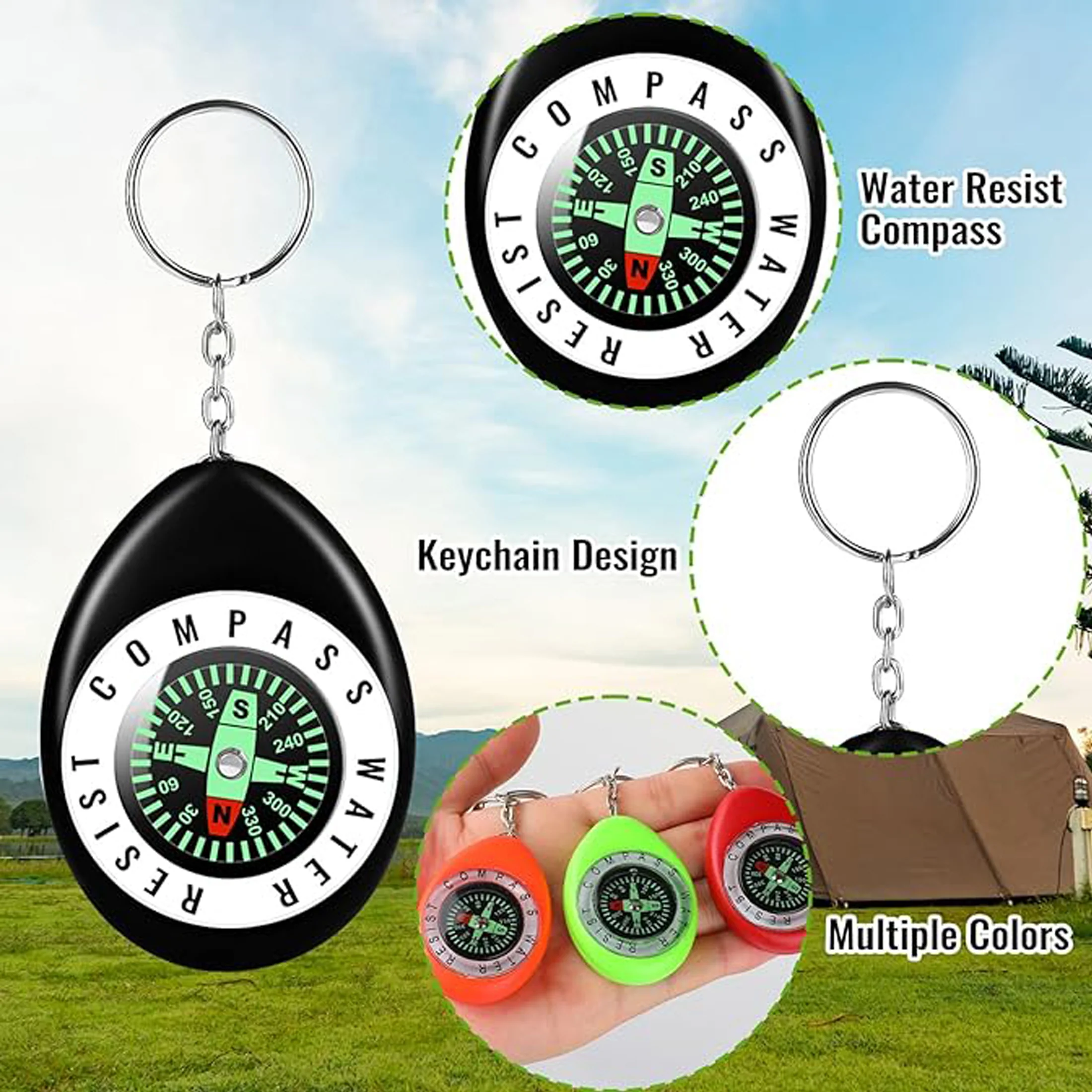 Oval Shape Compass Swivel Keychain