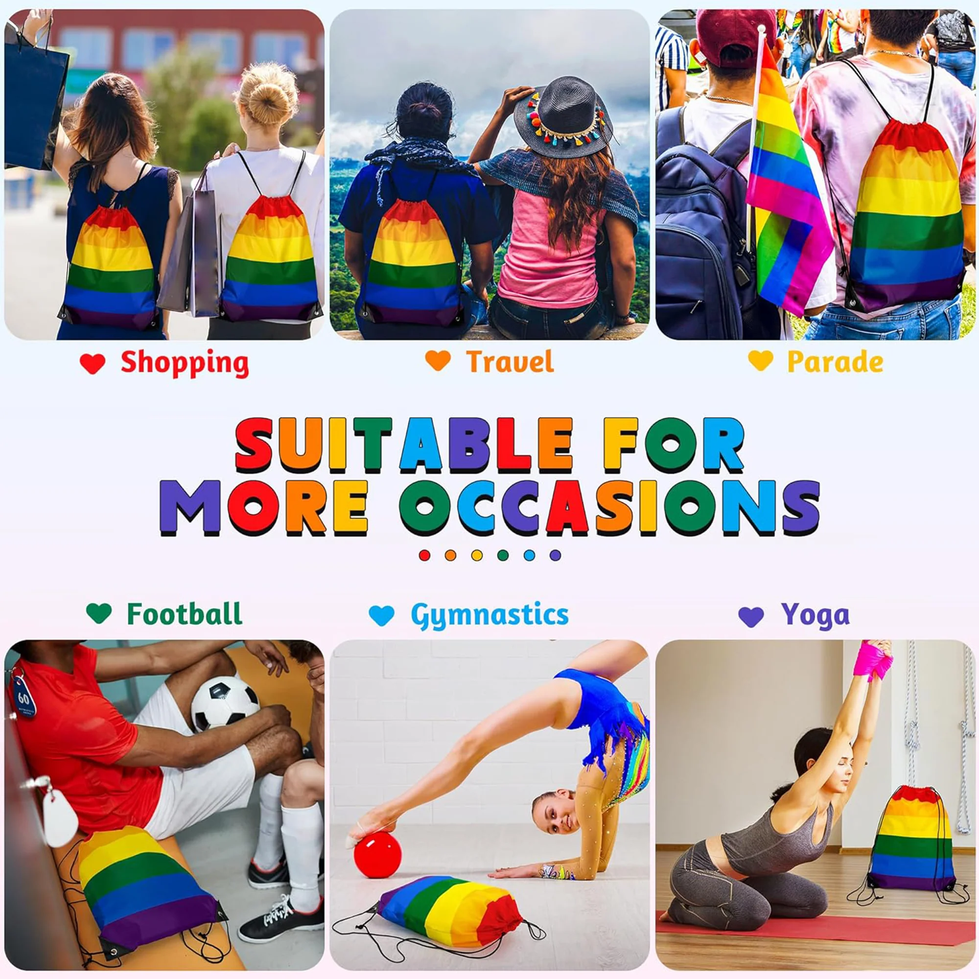 Rainbow Drawstring Backpack