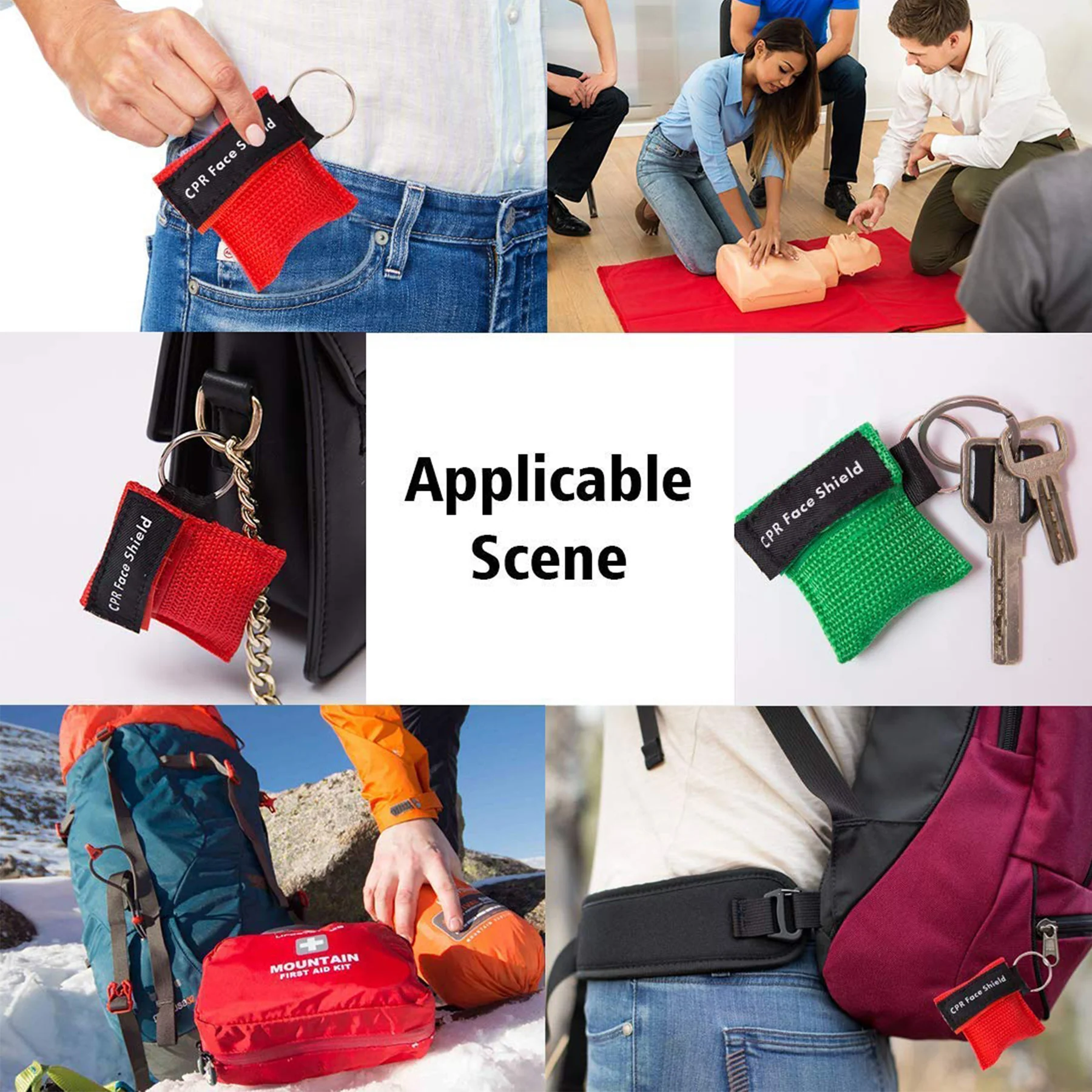 CPR Pocket Mask Key with One-Way Valve Breathing Barrier