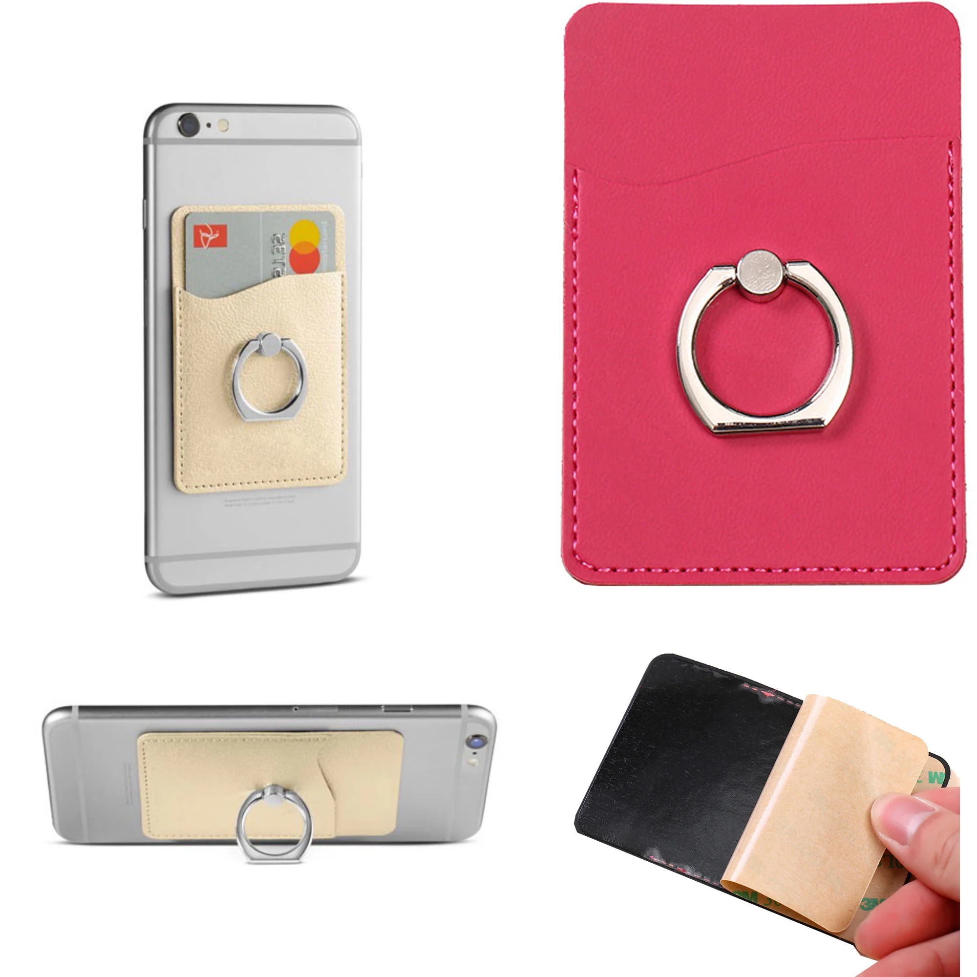 Pu Leather Smart Phone Wallet With Ring Stand