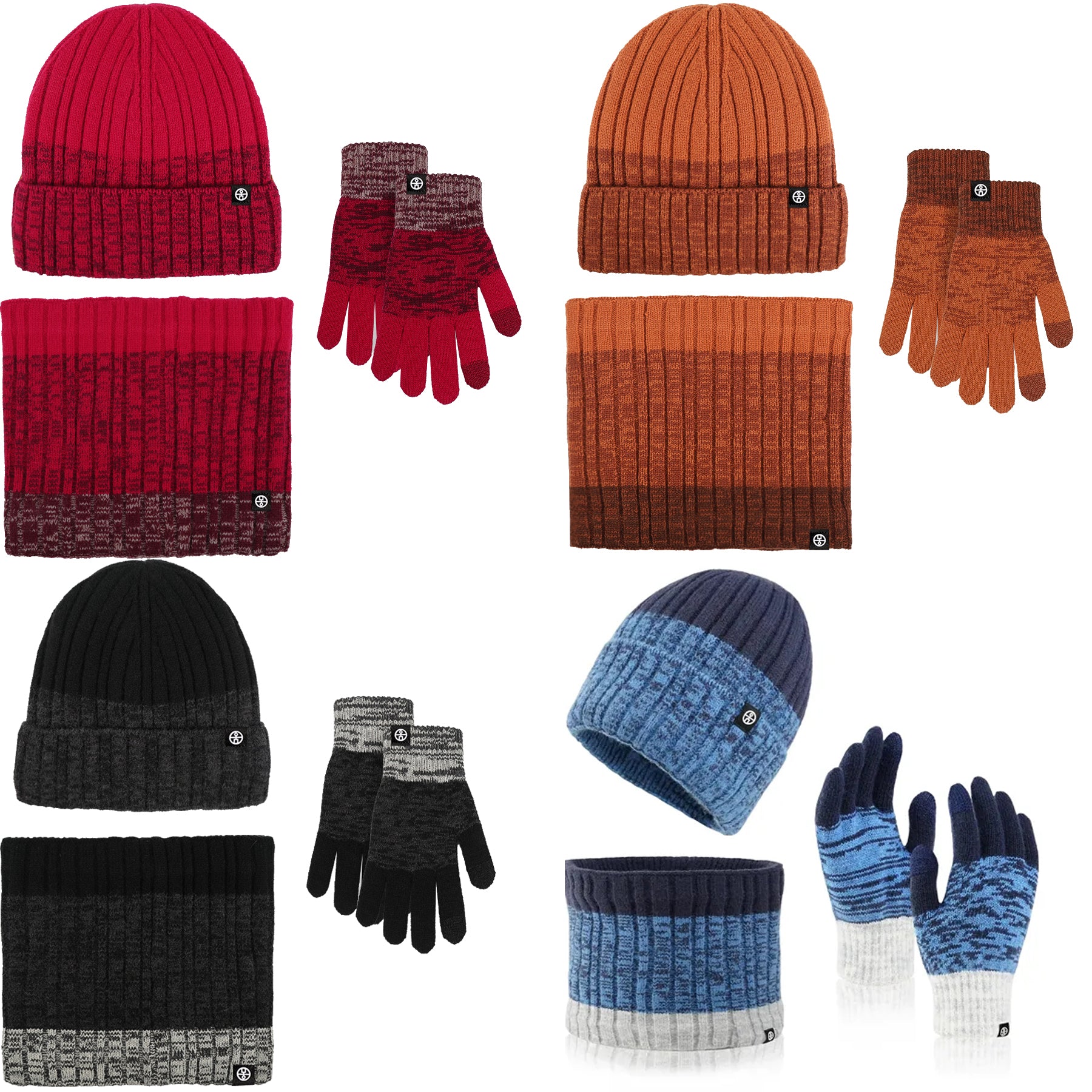 Knit Beanie Scarf Gloves Set