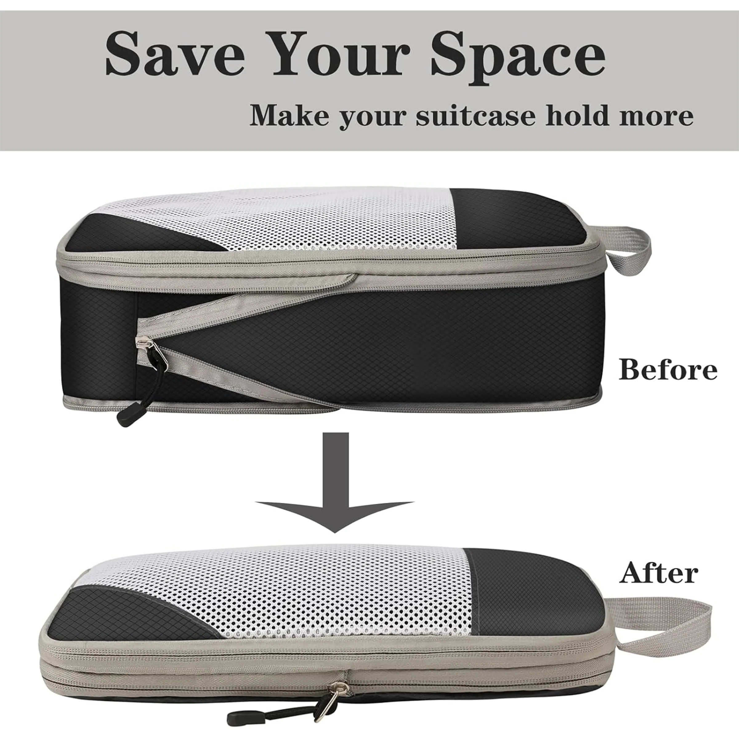 4 Set Travel Compression Packing Cubes For Suitcases