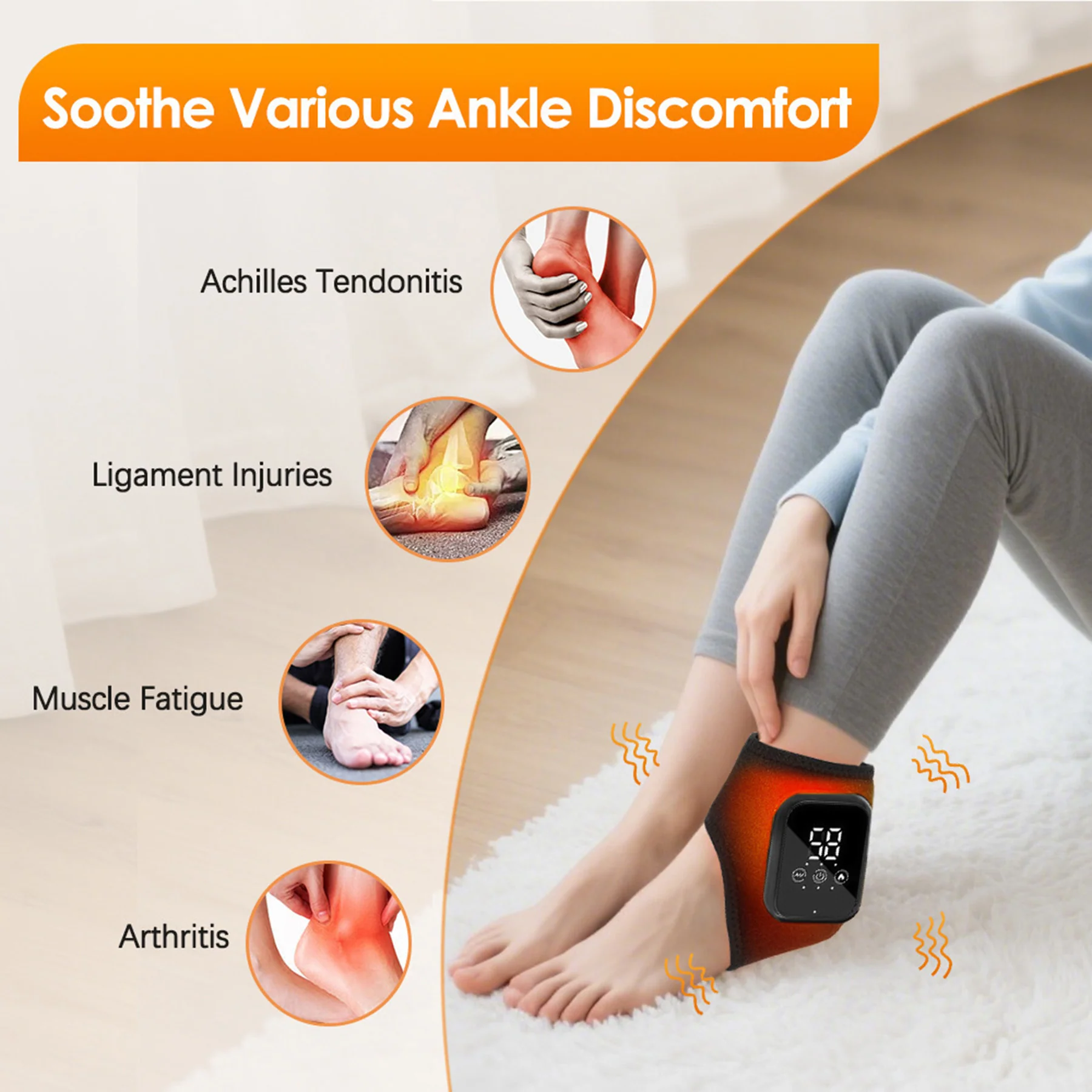 Wireless Electric Heated Foot Massager For Ankle Pain Relief