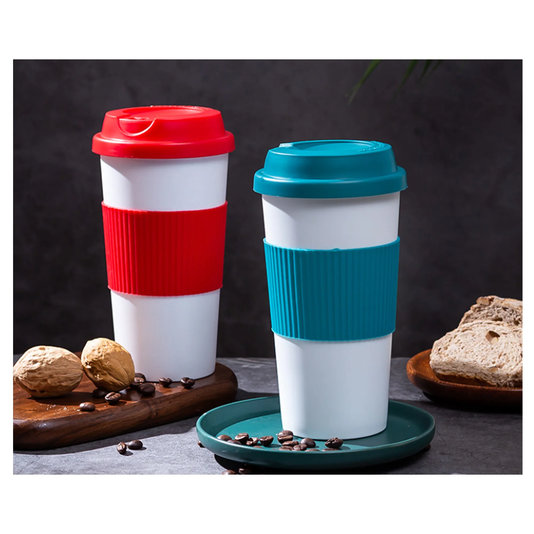 16 Oz Reusable Coffee Cups With Lids And Non Slip Sleeves