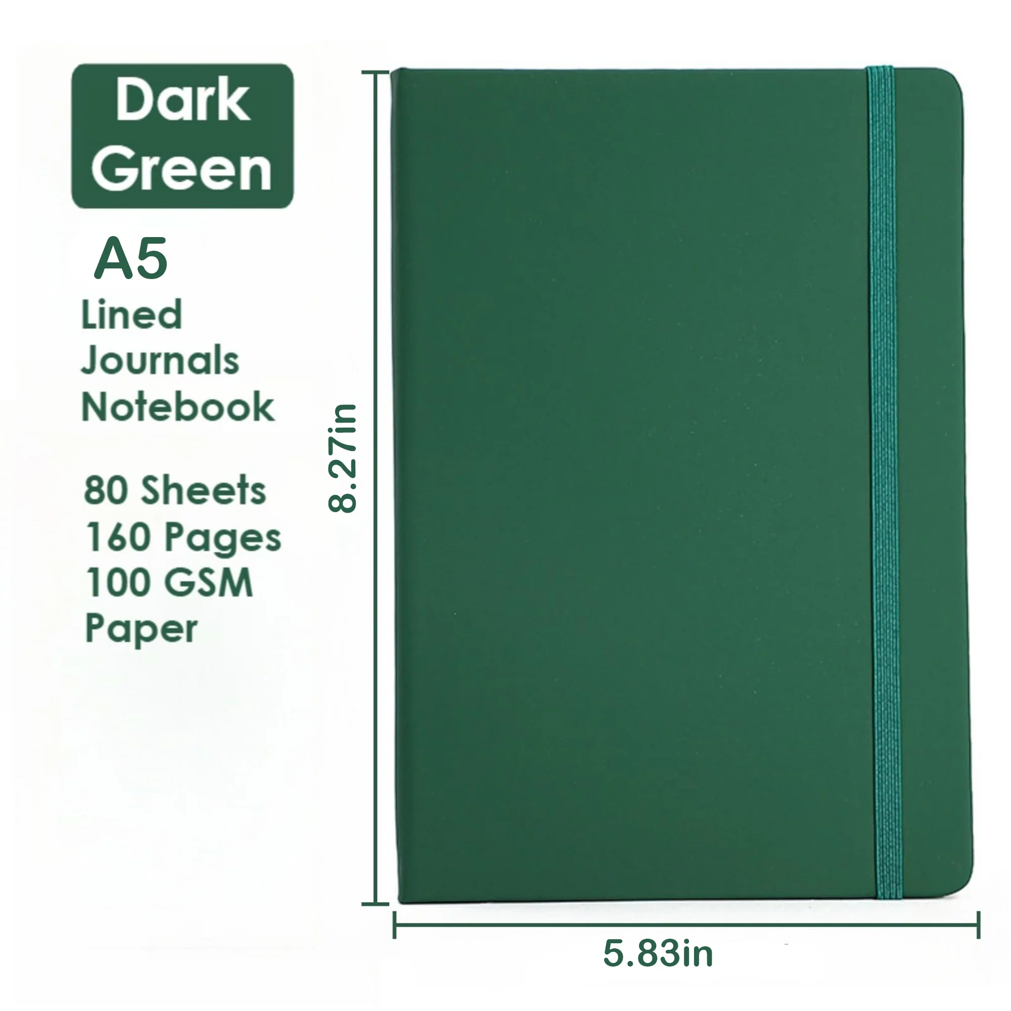 A5 Leather Notebook With Elastic Closure Band