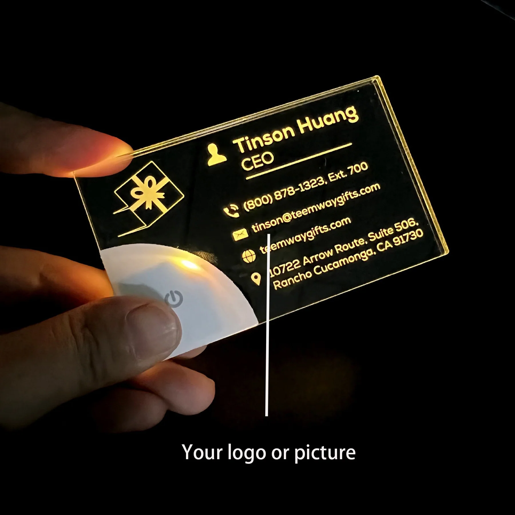 Led Acrylic Light Up Business Card Luminous Name Card