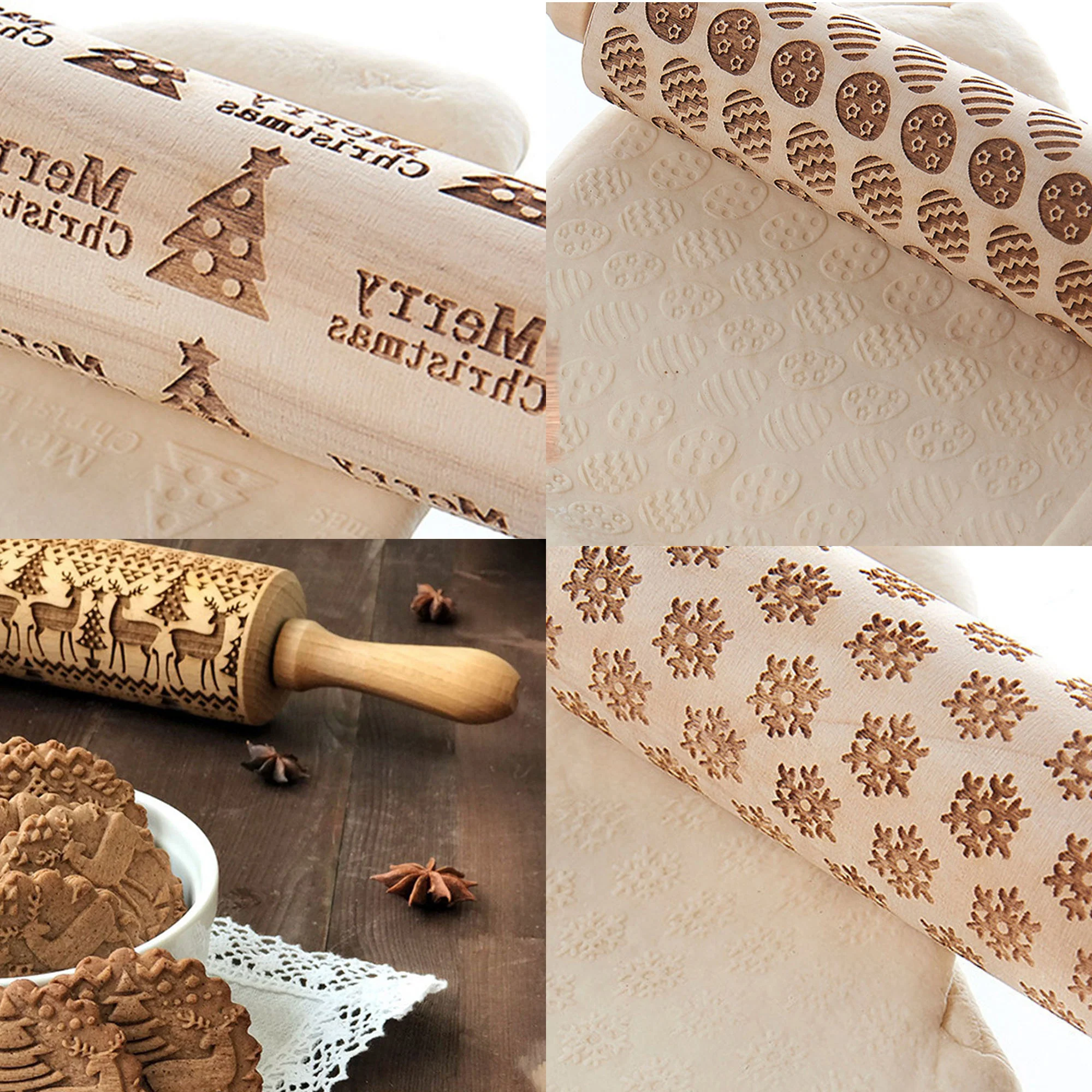 Embossed Wooden Rolling Pin