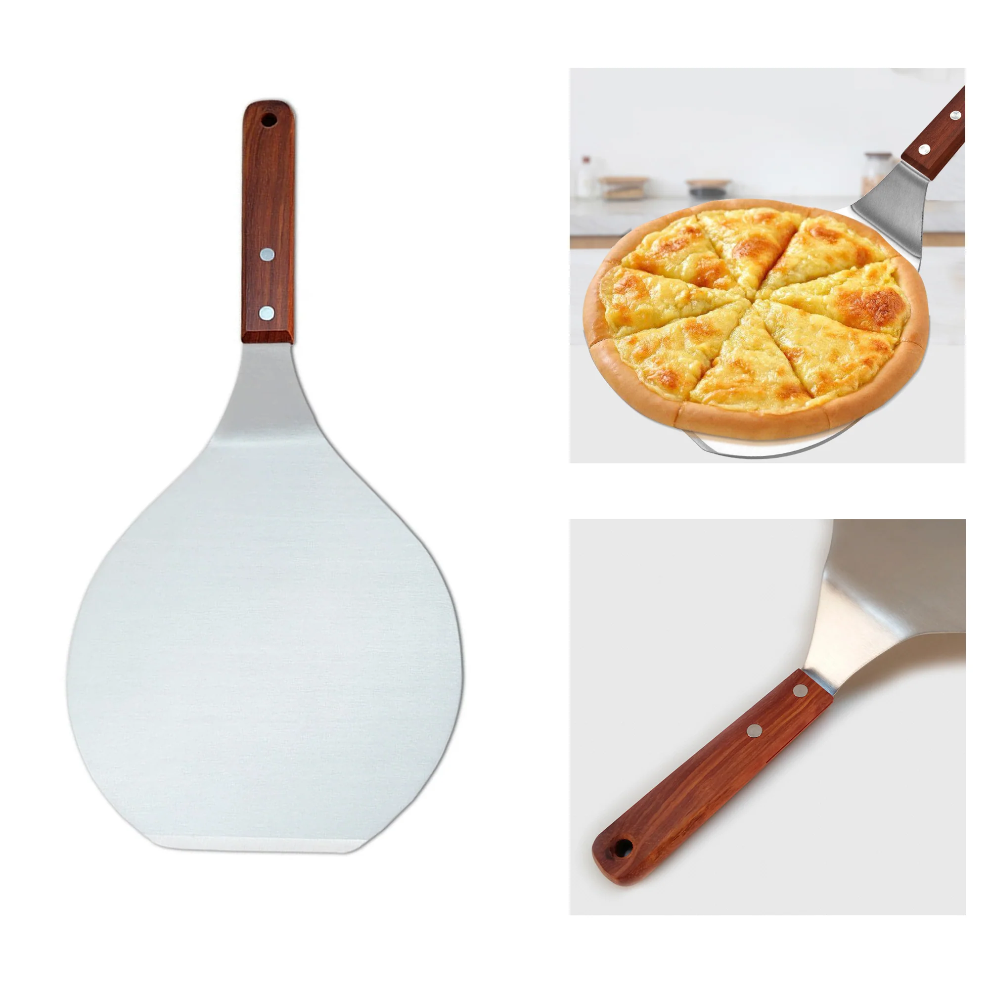 Stainless Steel Pizza Spatula Peel Shovel With Wooden Handle