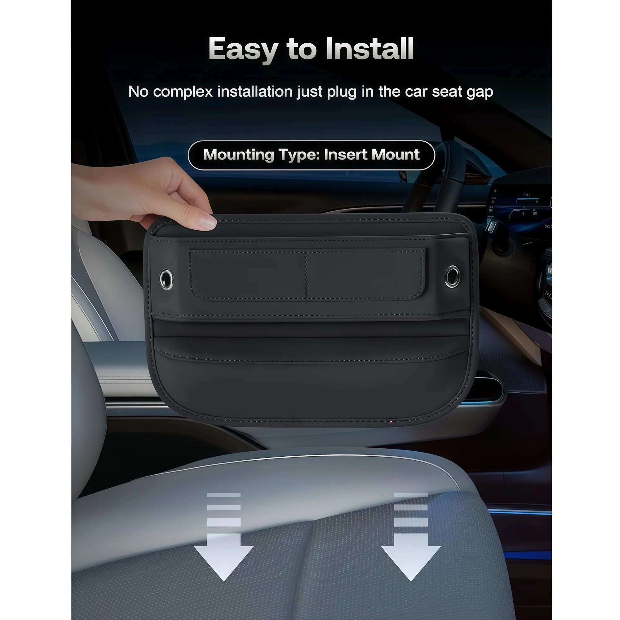 Premium Leather Car Seat Gap Filler Organizer