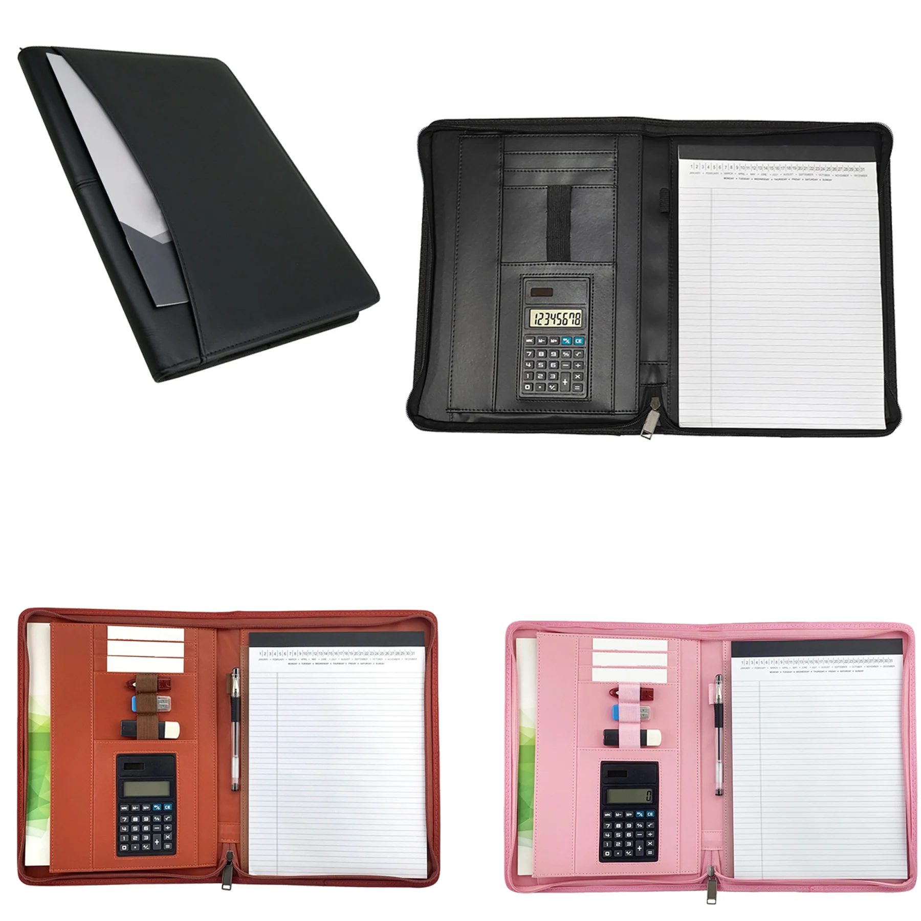 Zippered Padfolio with Calculator and Sticky Note