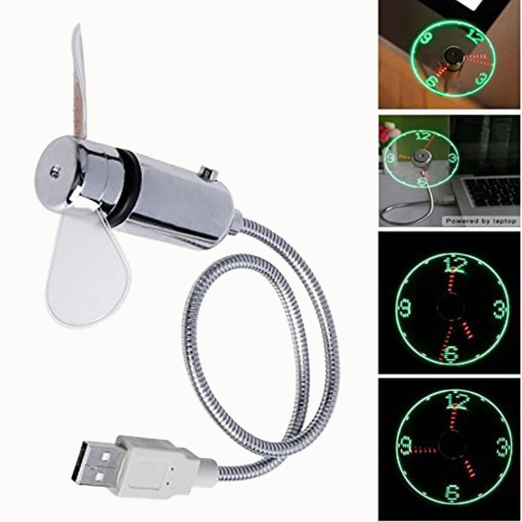 Led Cooling Flashing Real Time Display Function Clock Fan
