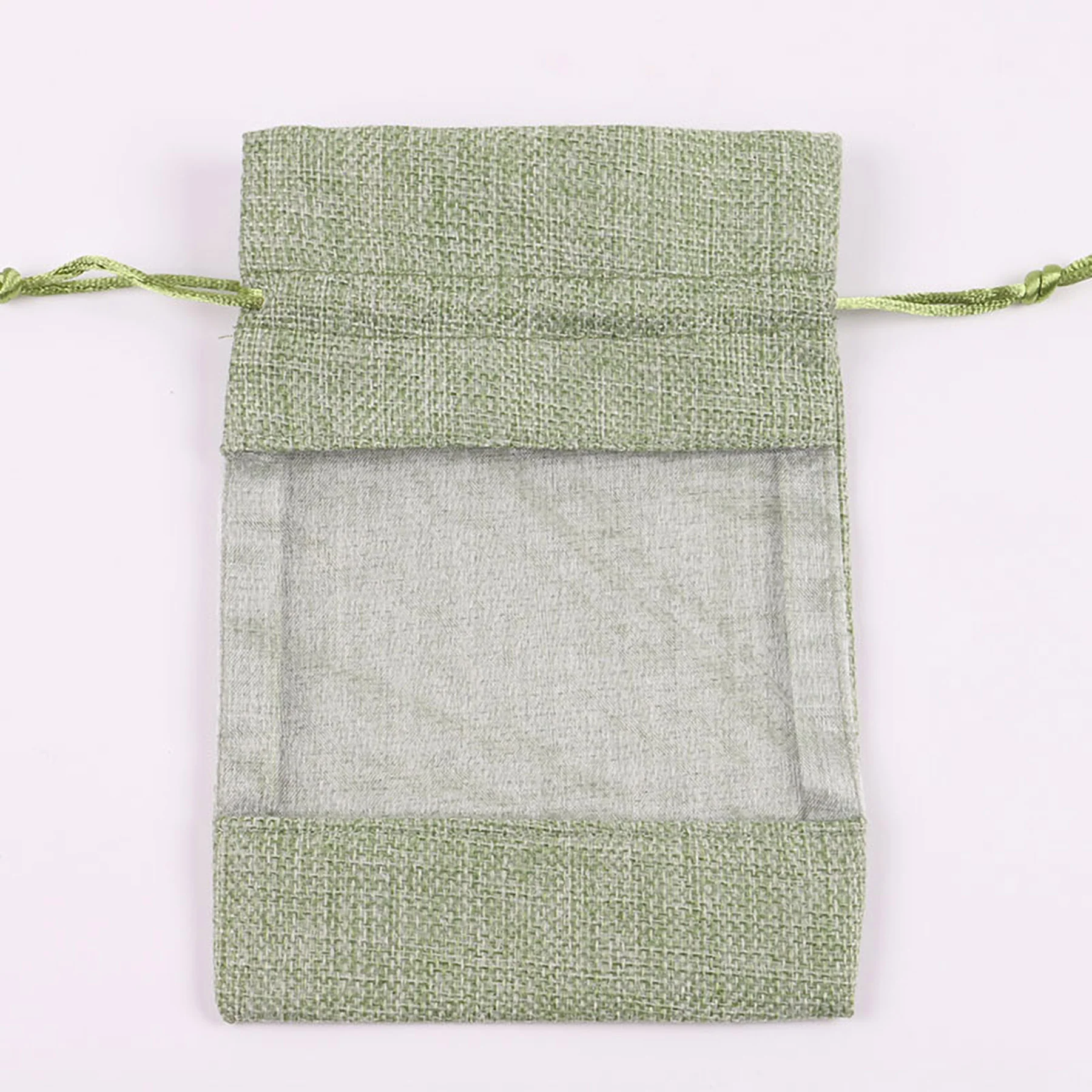 Transparent Window Hemp Rope Bundle Drawstring Bag