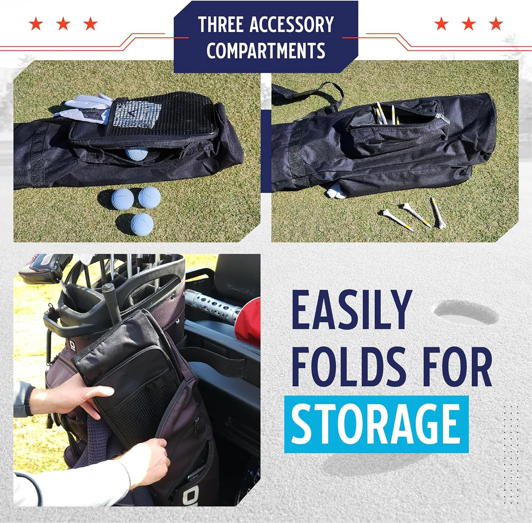 Black Lightweight Golf Bag with Cushioned Shoulder Strap