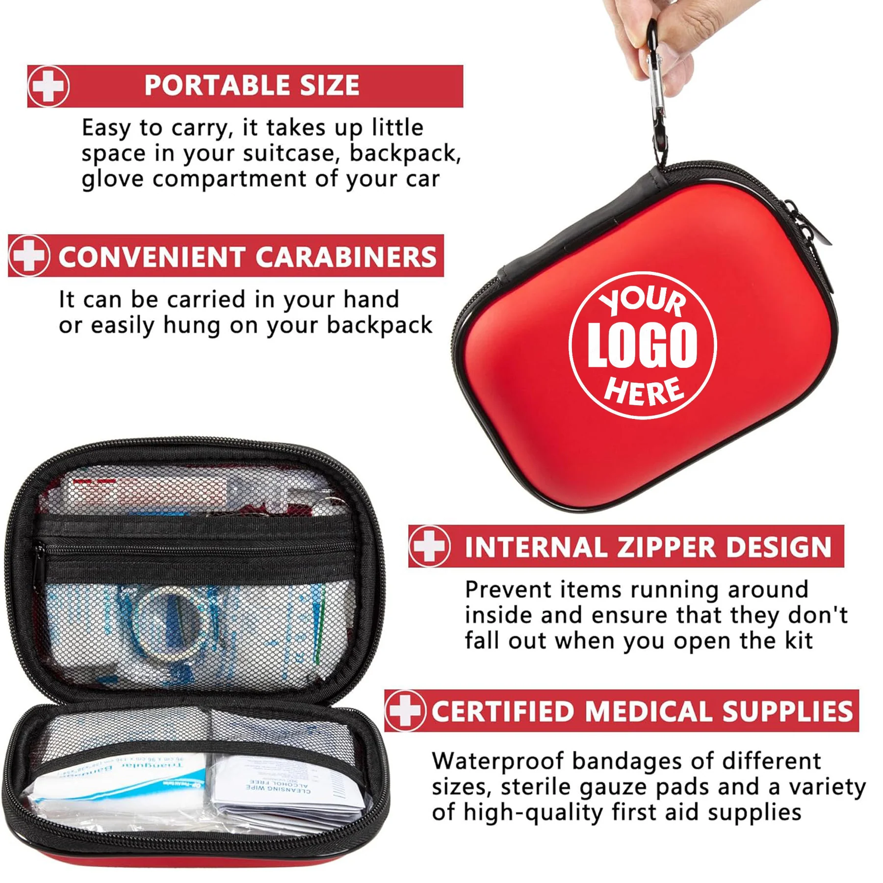 127-Piece Small Waterproof Hard-Shell Medical First Aid Kit