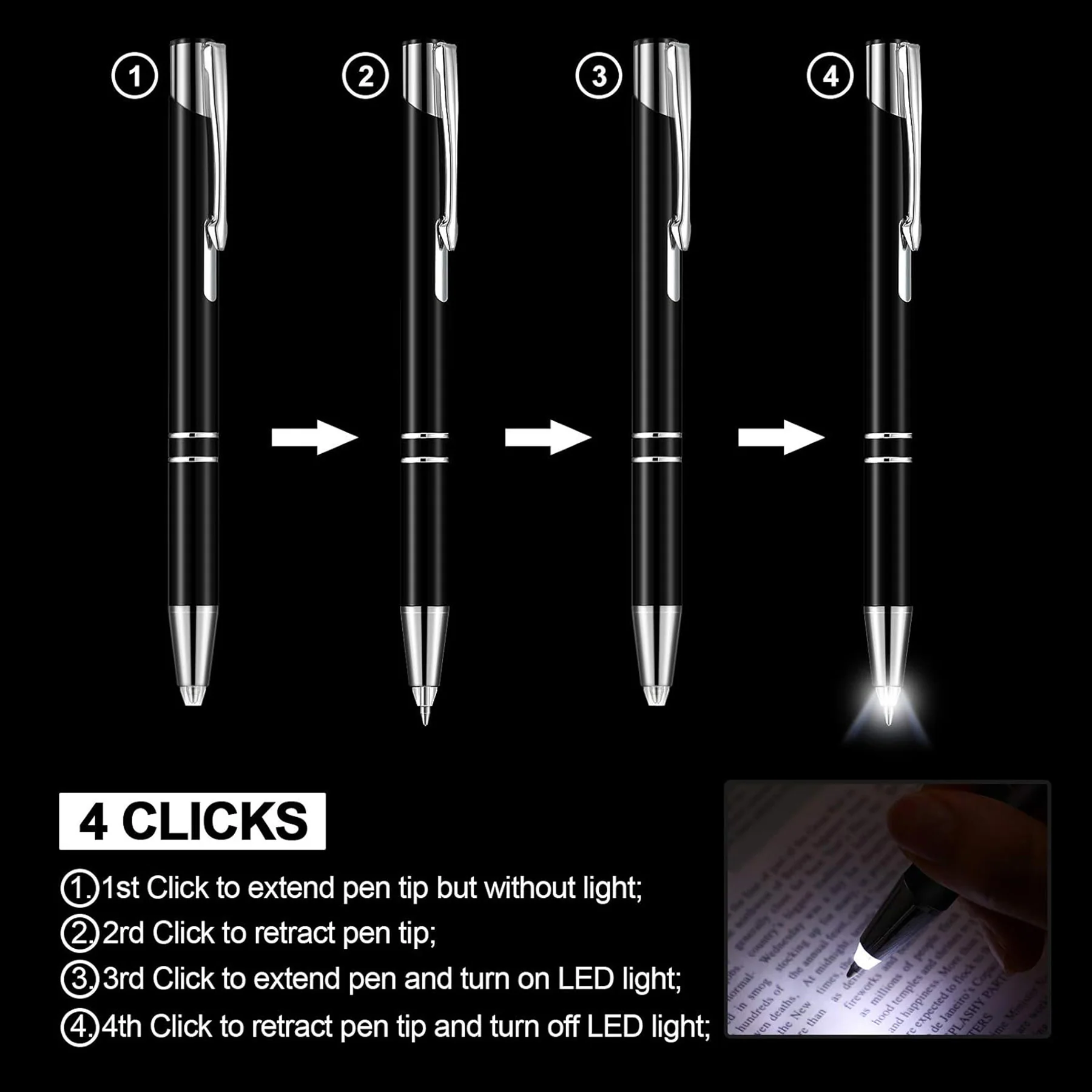 2 in 1 Ballpoint Pen with Flashlight LED