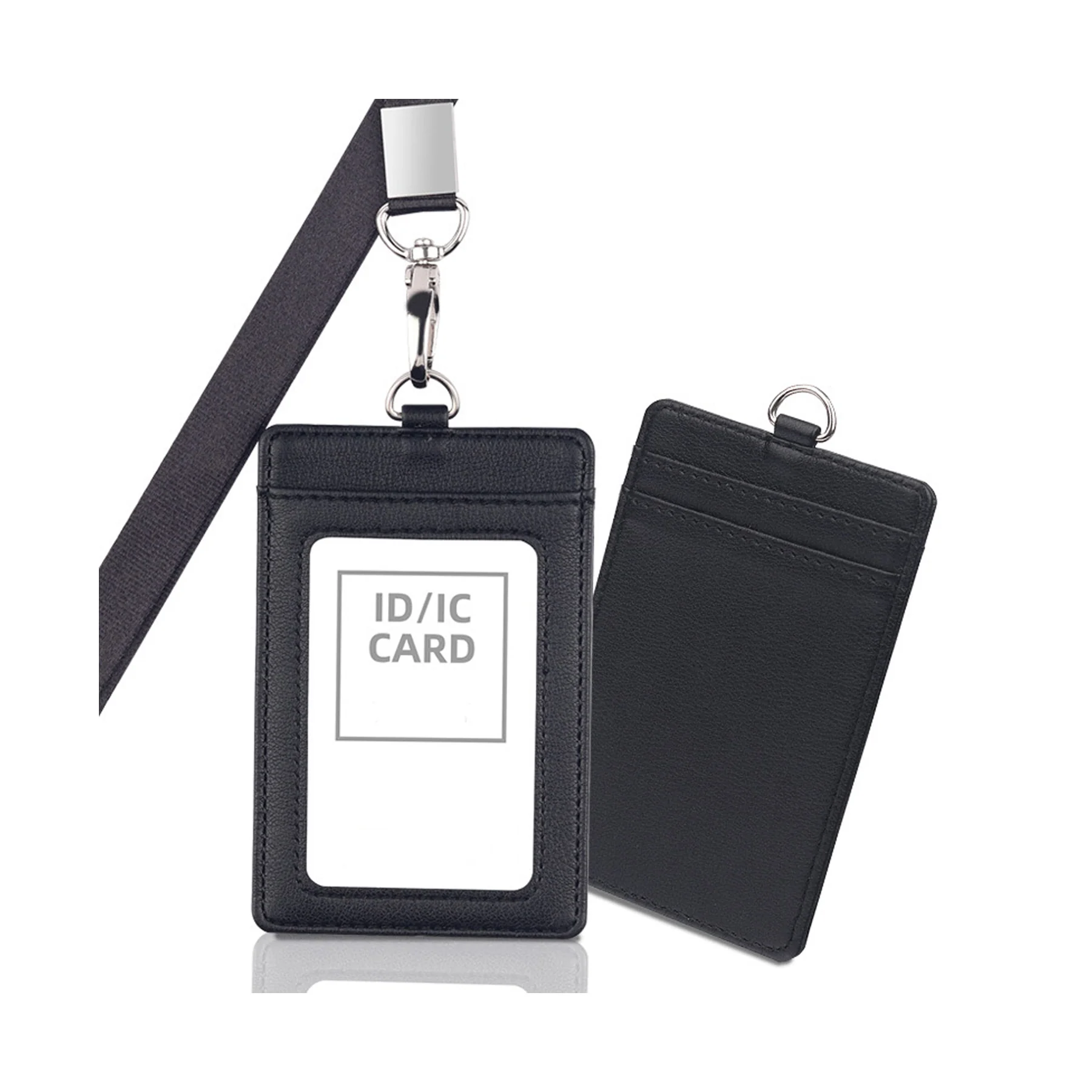 Pu Leather Card Holder With Lanyard