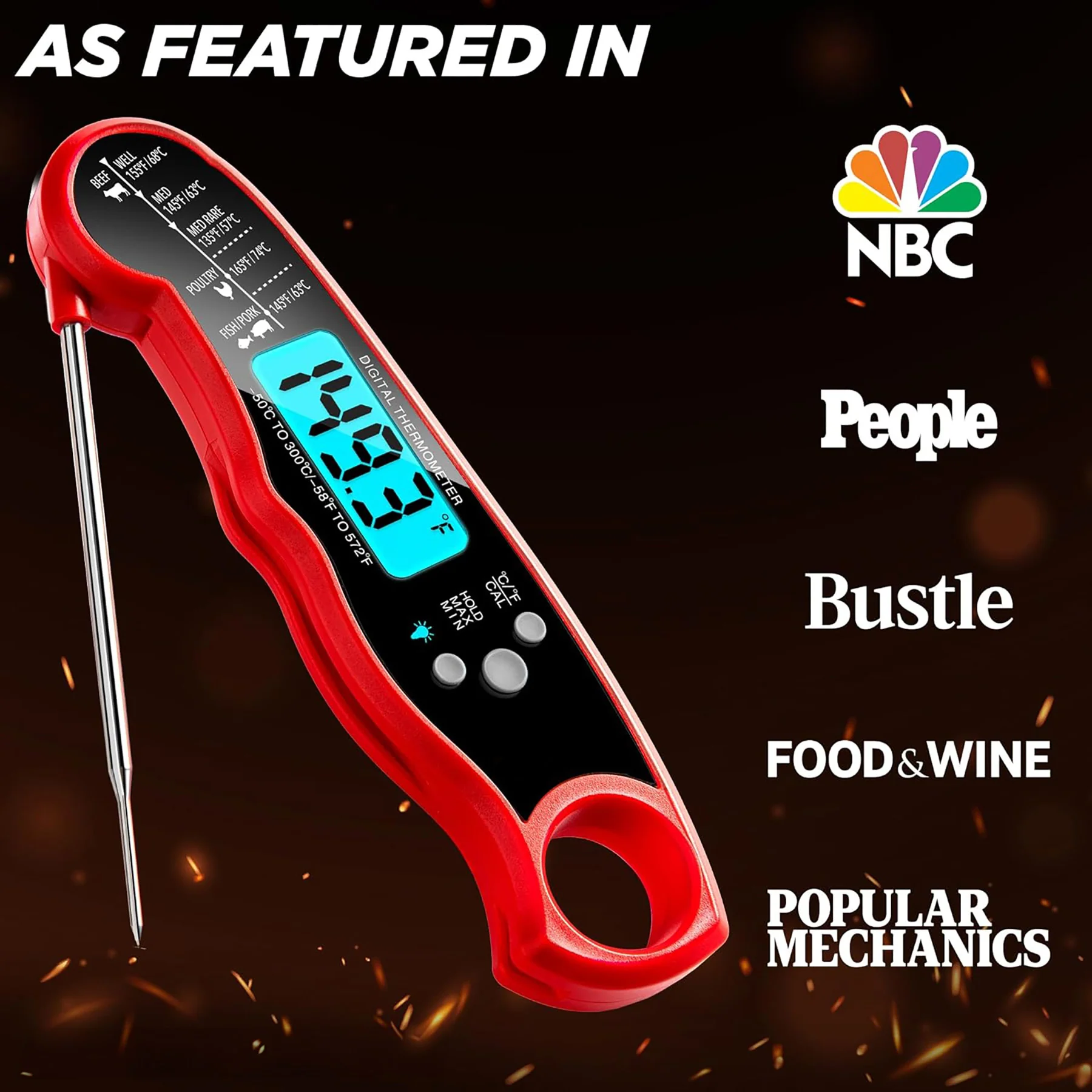 Instant Read Meat Thermometer For Grill And Cooking